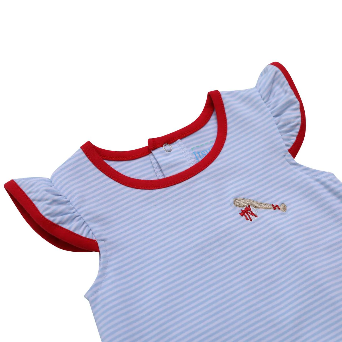Baseball Flutter Light Blue Knit Dress - Image 2