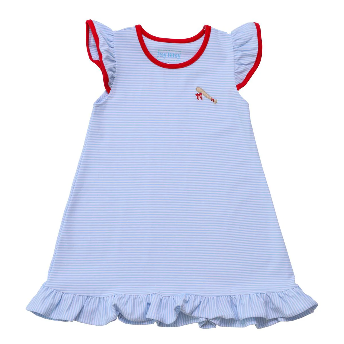 Baseball Flutter Light Blue Knit Dress - Image 3