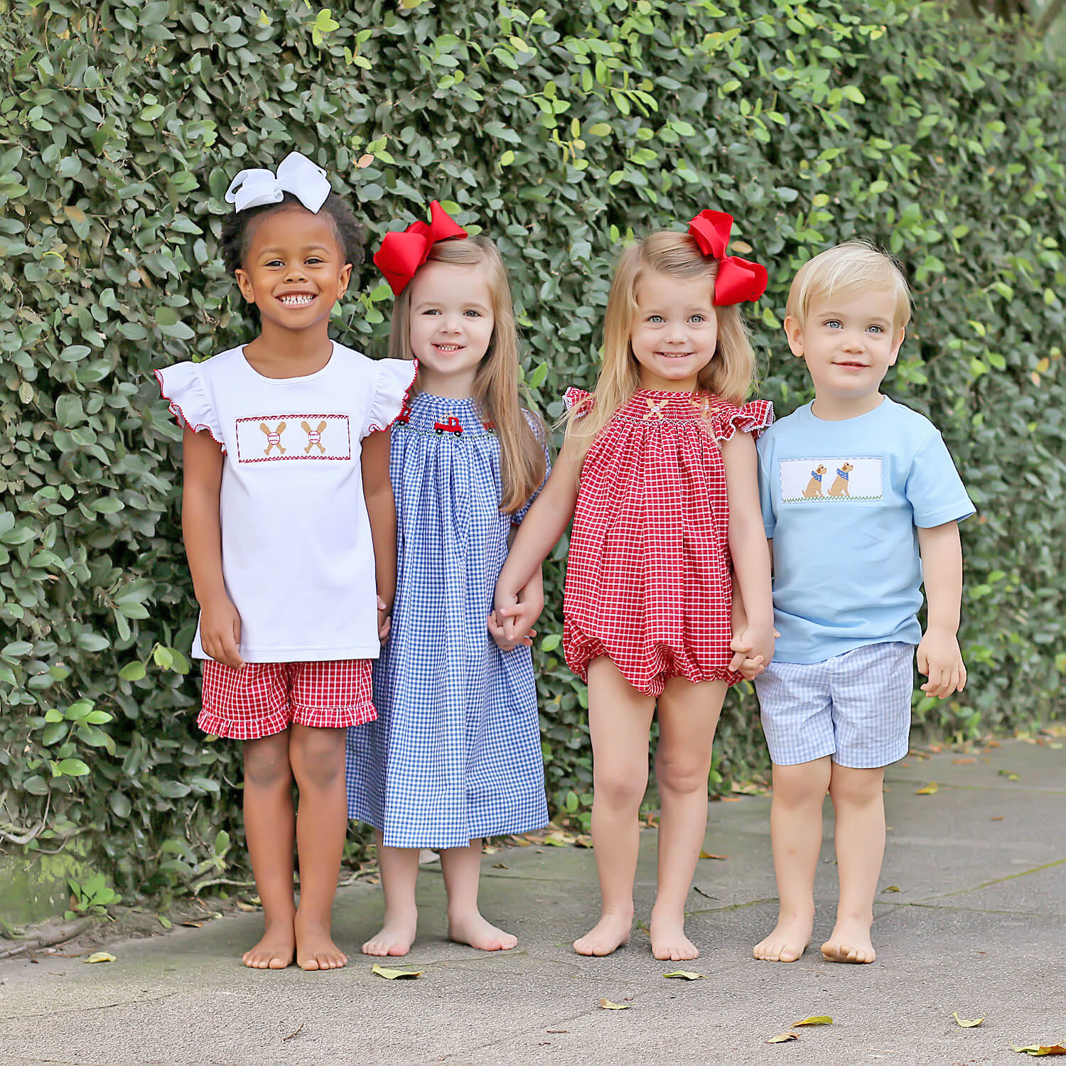Baseball Smocked Red Plaid Short Set - Image 7