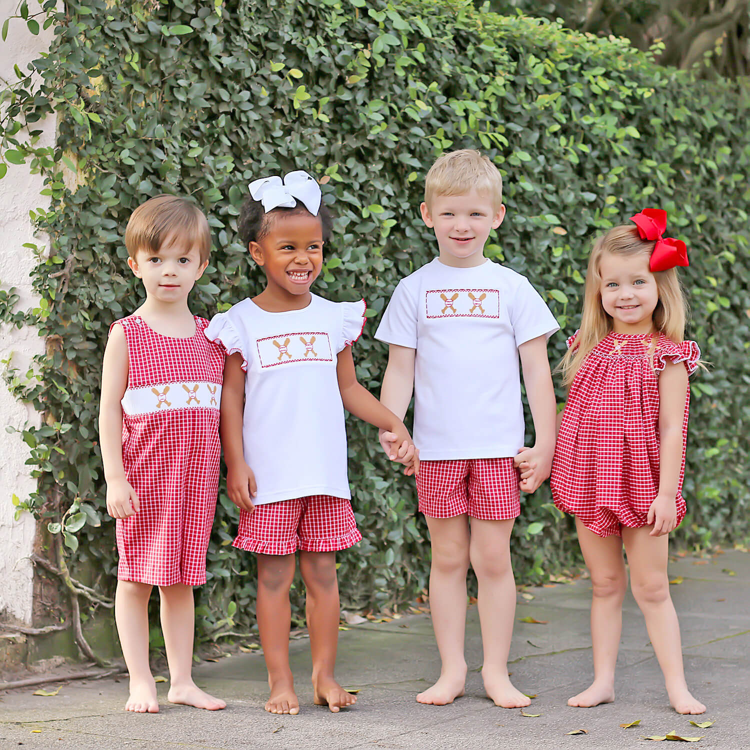 Baseball Smocked Red Plaid Short Set - Image 8
