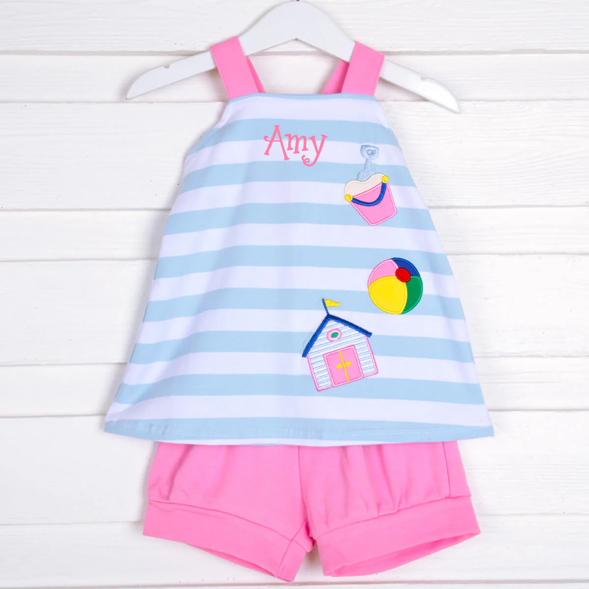 Beach Applique Cross Back Short Set - Image 3
