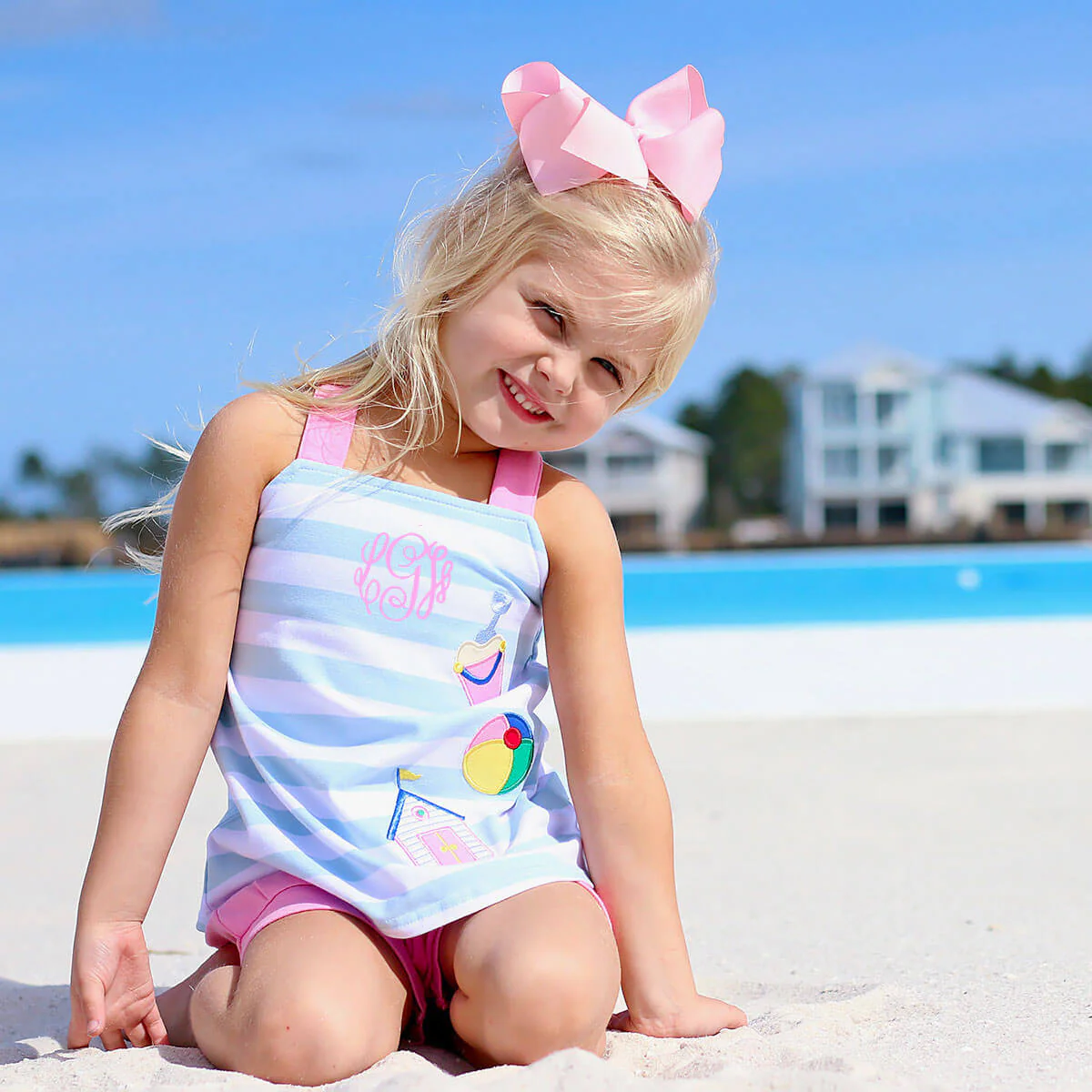 Beach Applique Cross Back Short Set - Image 4