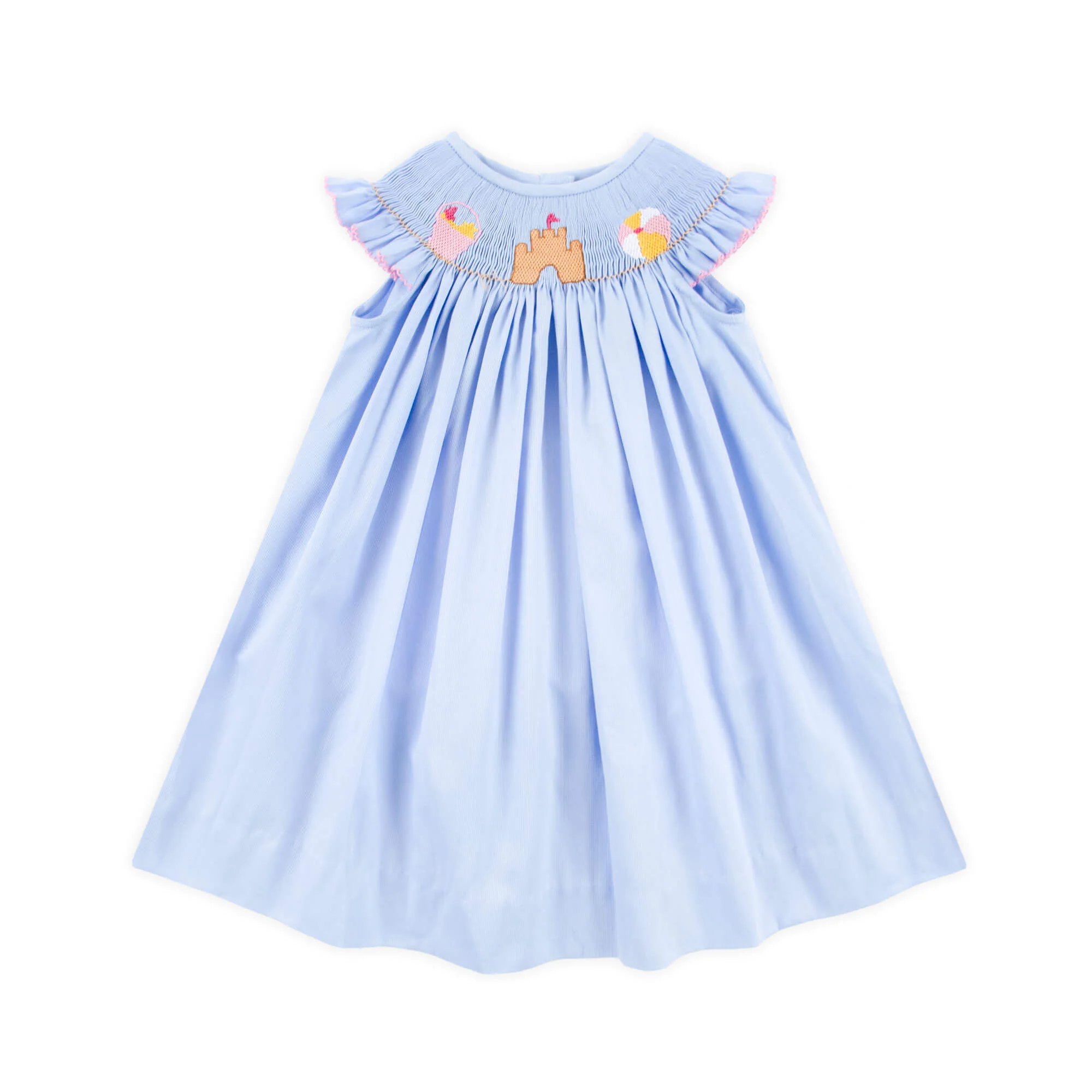 Beach Baby Light Blue Smocked Angel Sleeve Dress - Image 2