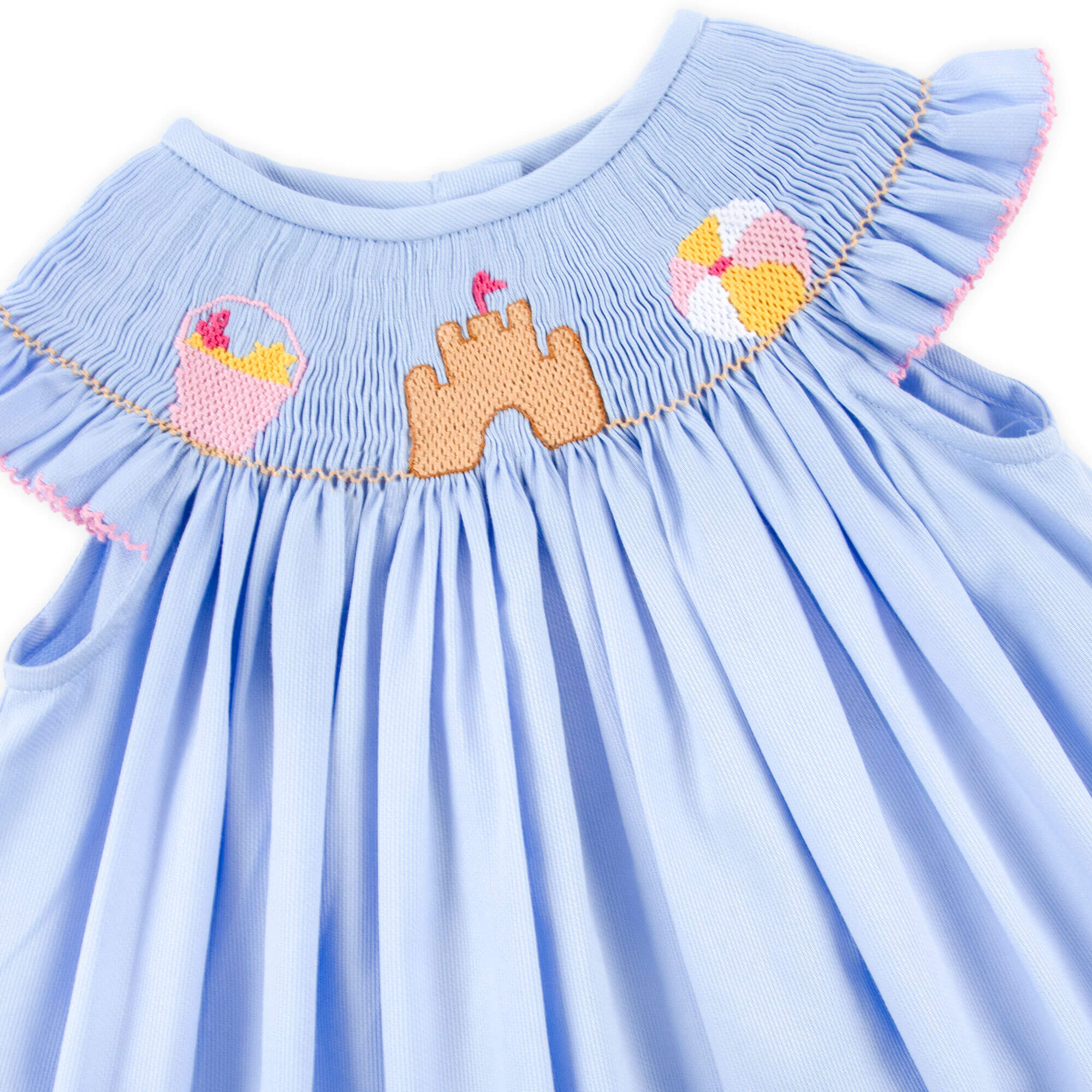 Beach Baby Light Blue Smocked Angel Sleeve Dress - Image 3
