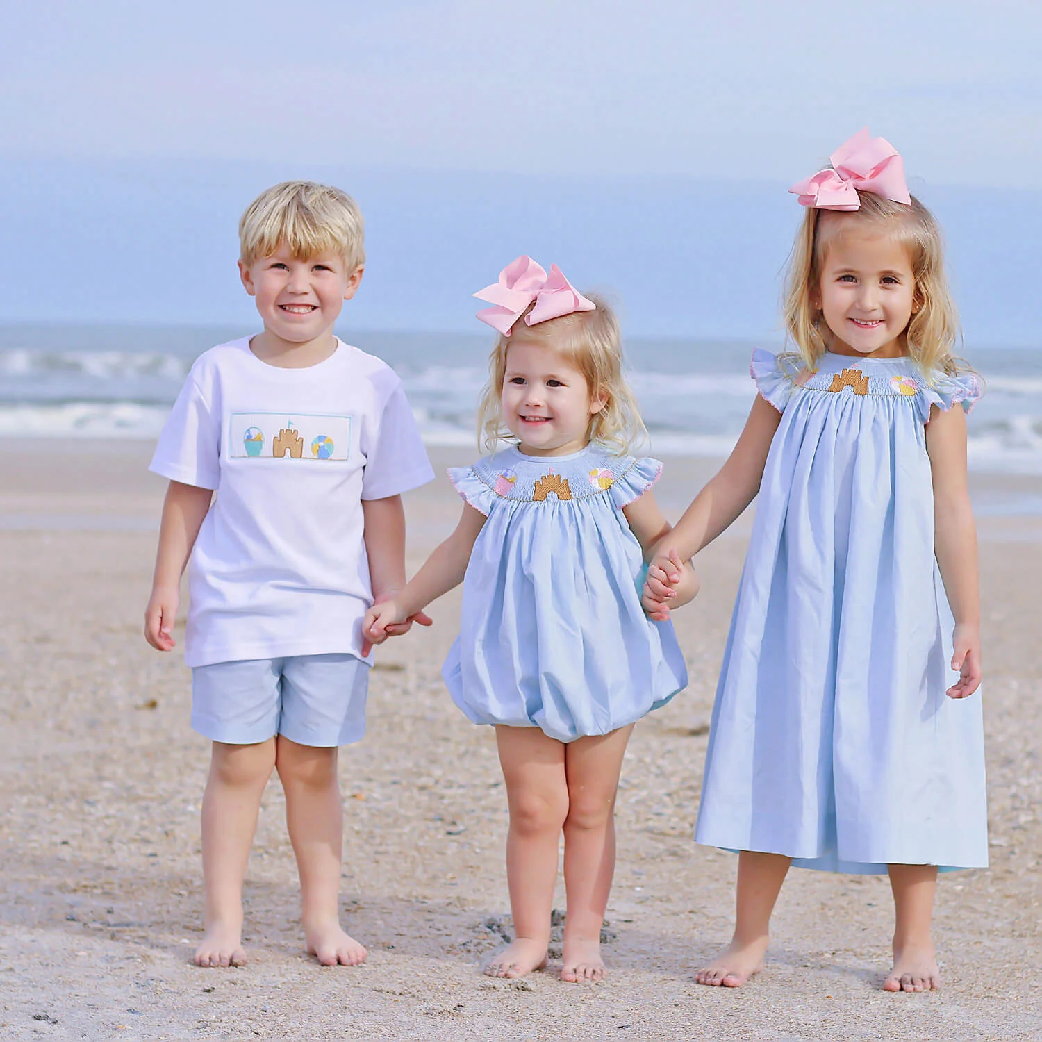 Beach Baby Light Blue Smocked Short Set - Image 2