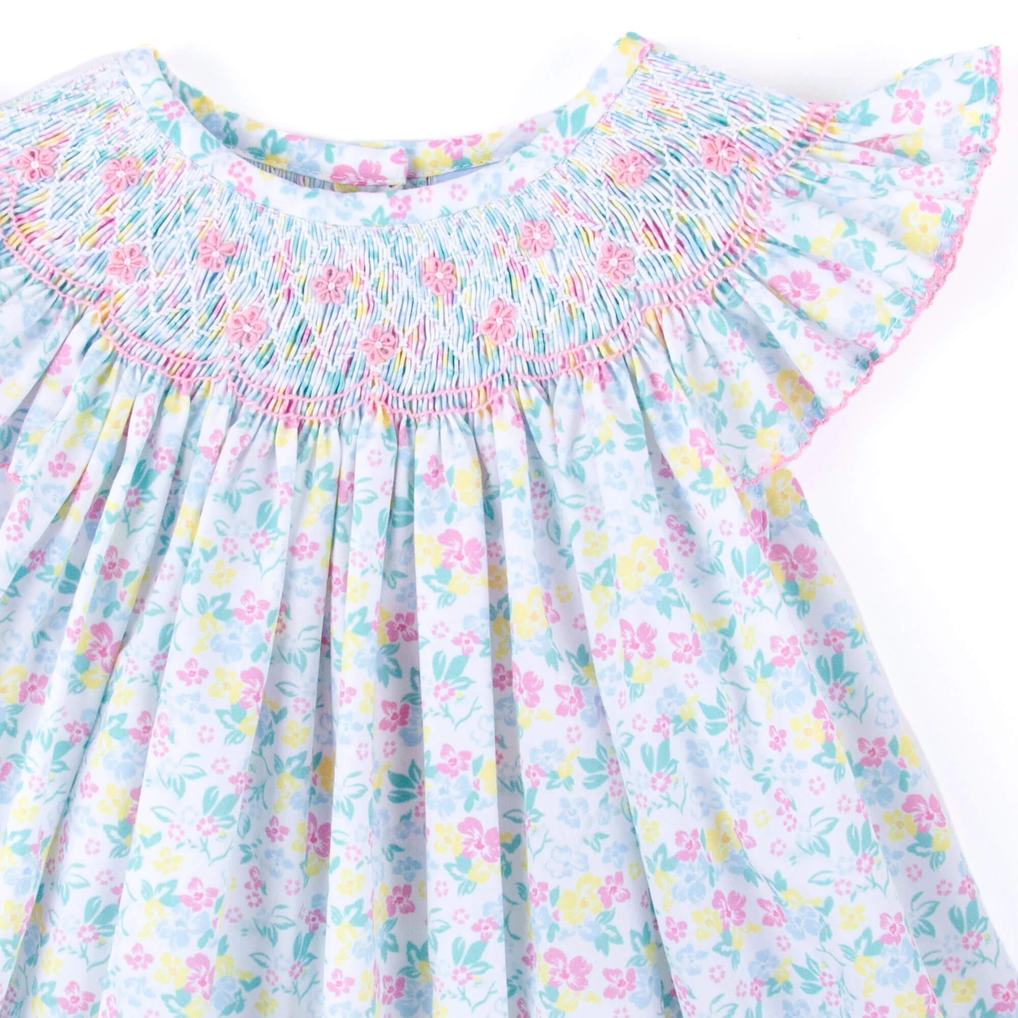 Beautiful Garden Pink Smocked Angel Sleeve Dress - Image 2