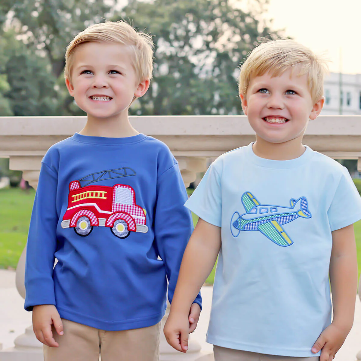Airplane Applique Light Blue Short Sleeve Shirt - Image 3