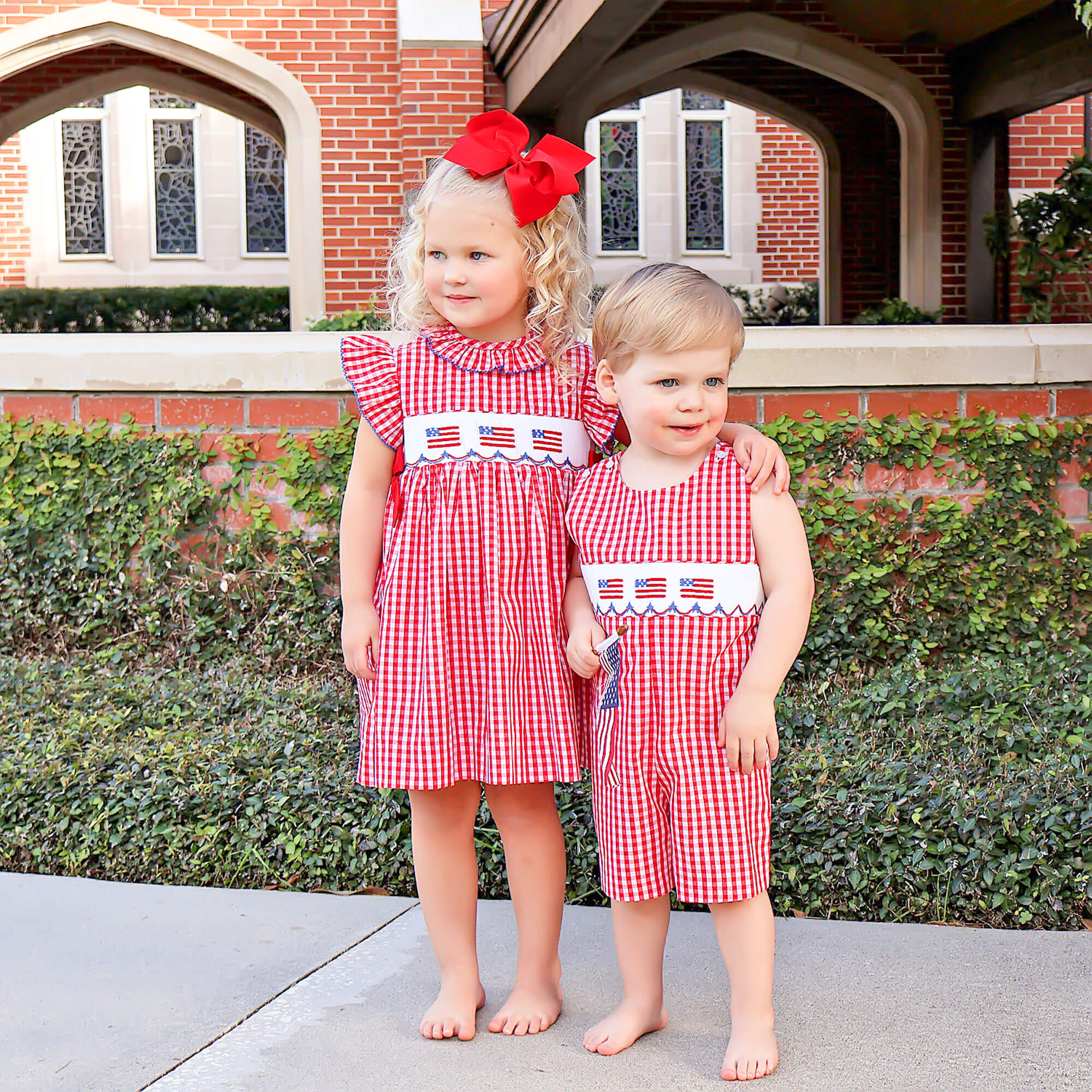 Red Check American Flag Smocked Beverly Dress - Image 5
