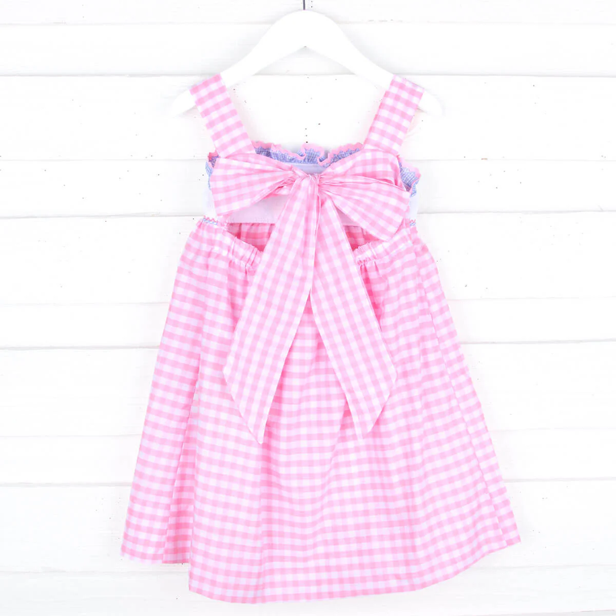 Beyond the Sea Smocked Pink Check Cara Dress - Image 2