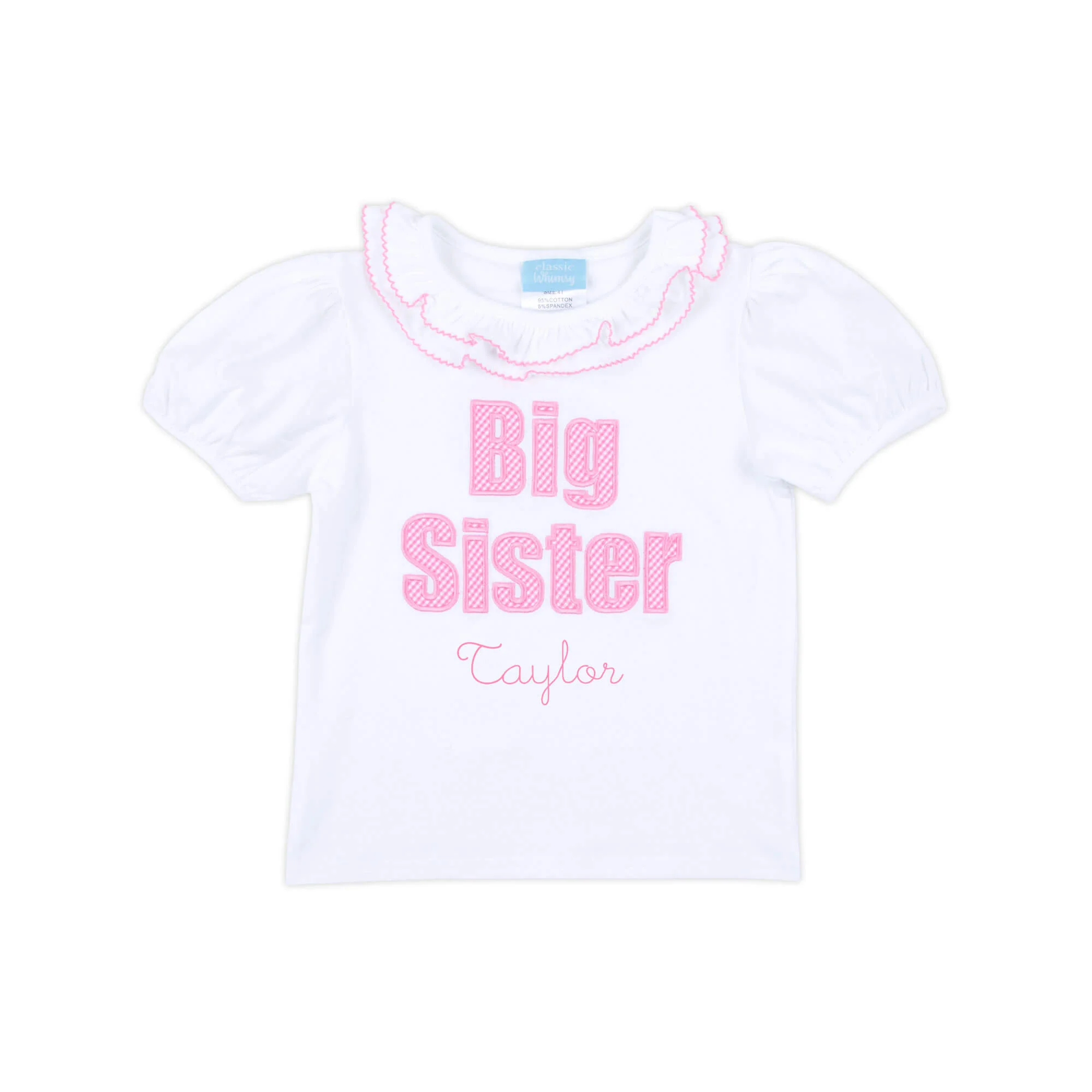 Big Sister Pink Gingham Ruffle Top - Image 2