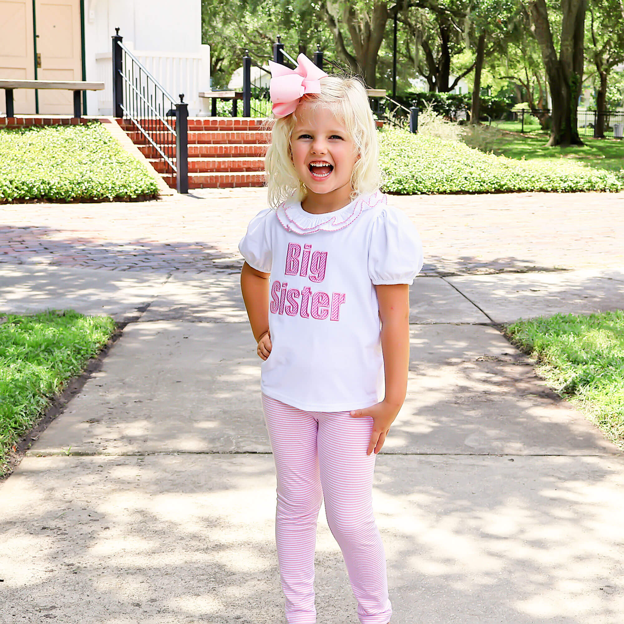 Big Sister Pink Gingham Ruffle Top - Image 3