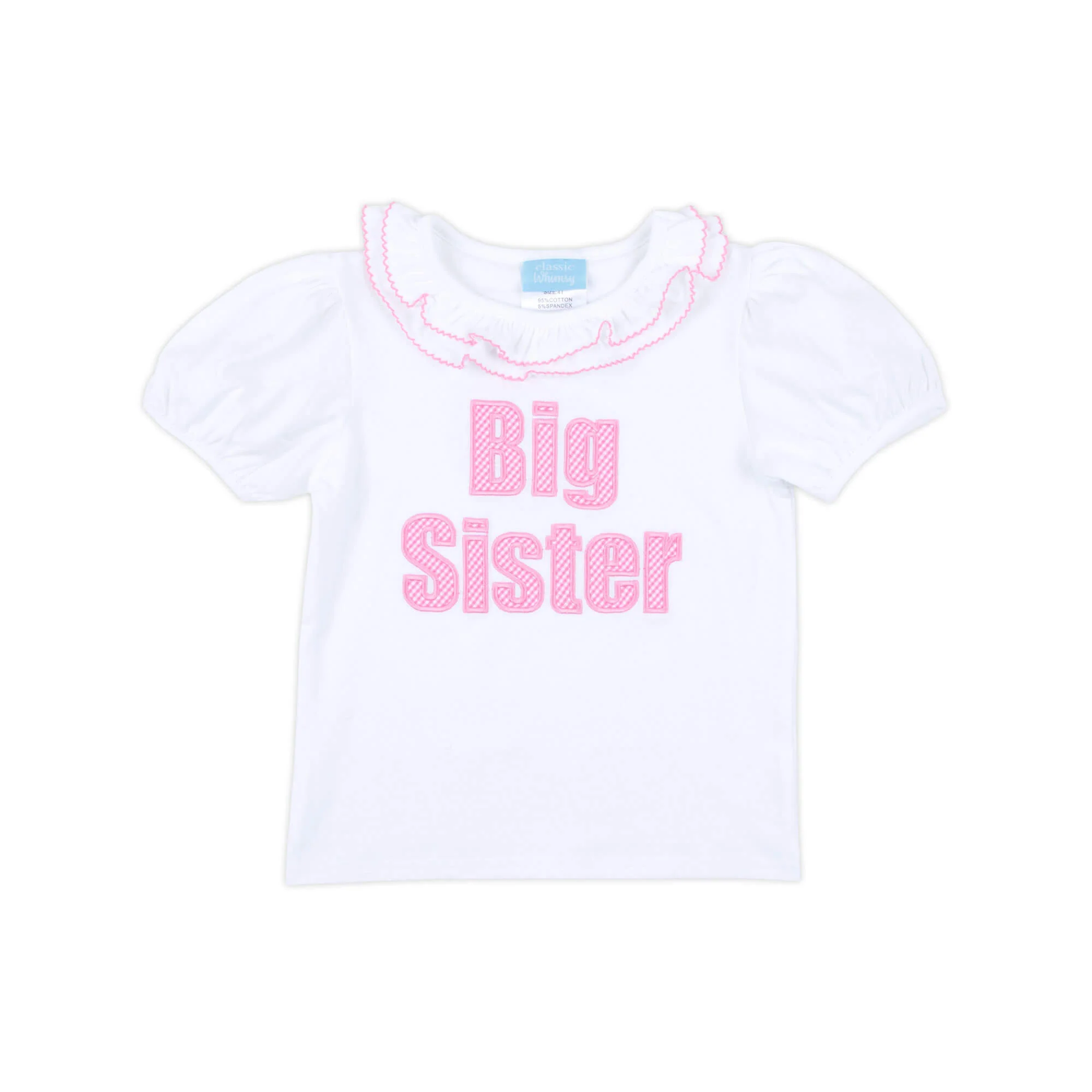 Big Sister Pink Gingham Ruffle Top - Image 4