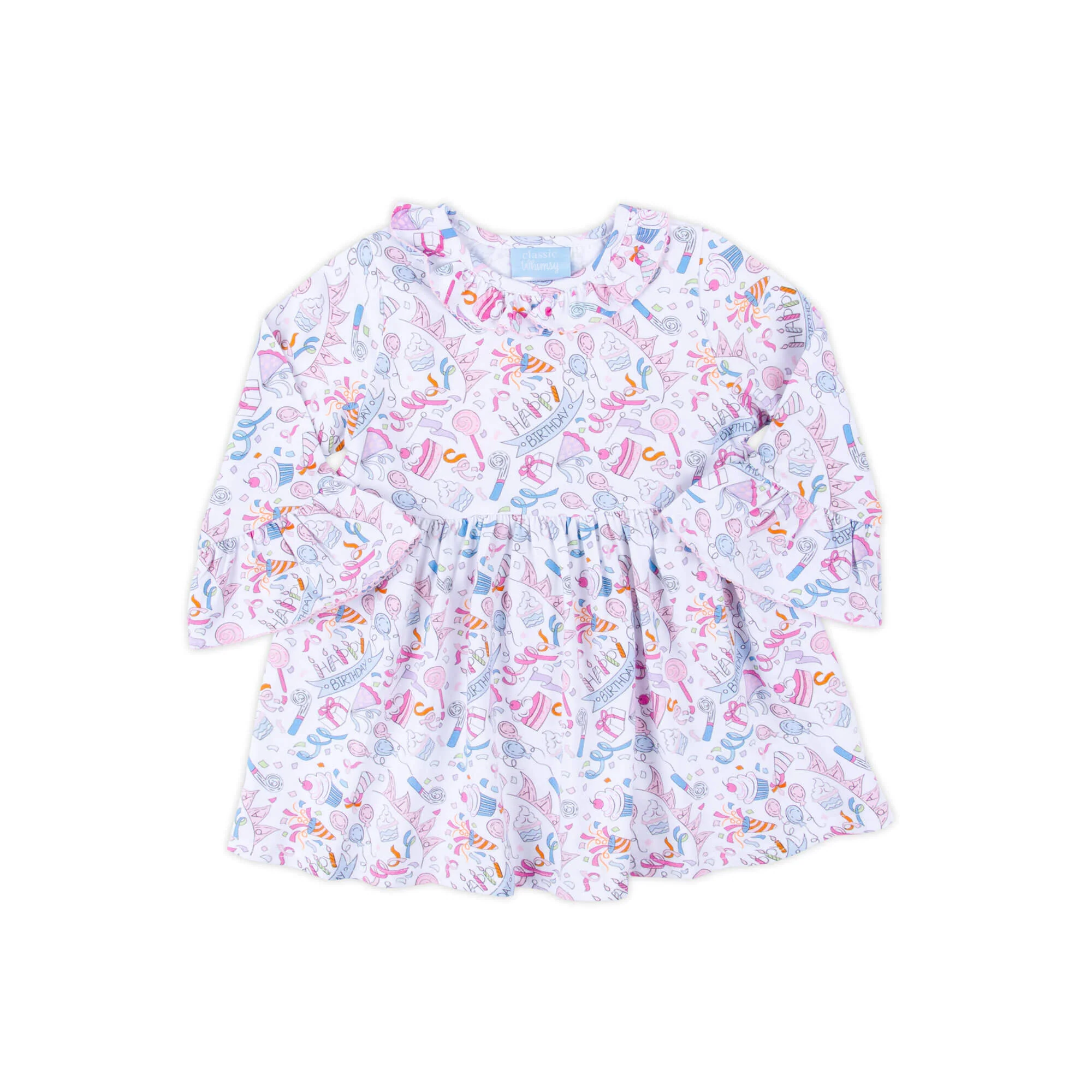 Birthday Girl Ruffle Collared Long Sleeve Dress - Image 2
