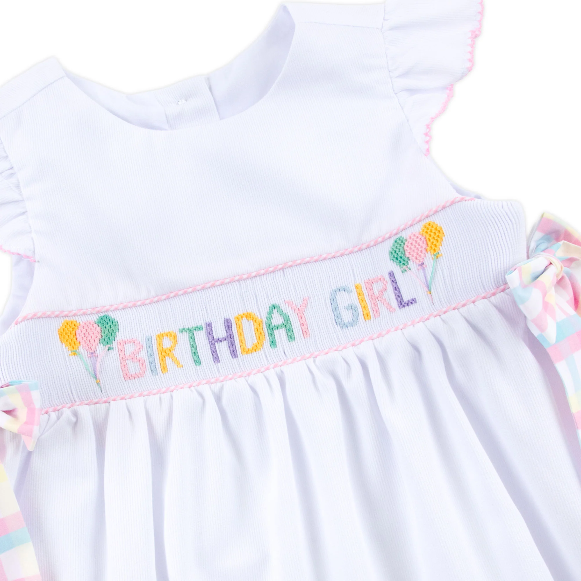 Birthday Girl Smocked White Beverly Dress - Image 2