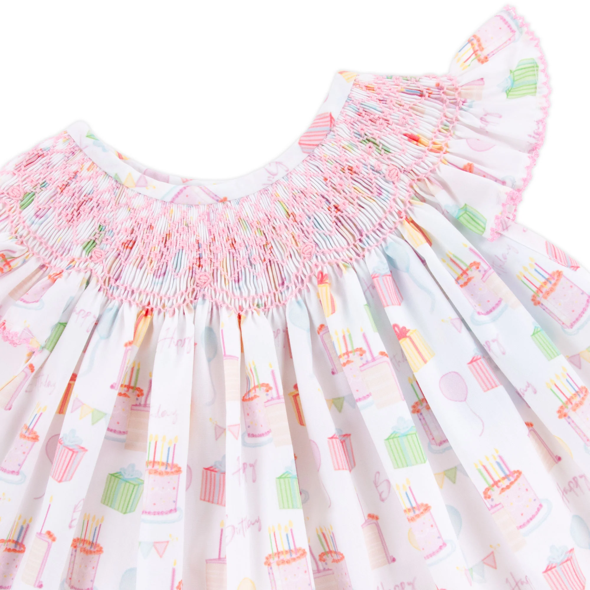 Birthday Party Smocked Angel Sleeve Bloomer Set - Image 2
