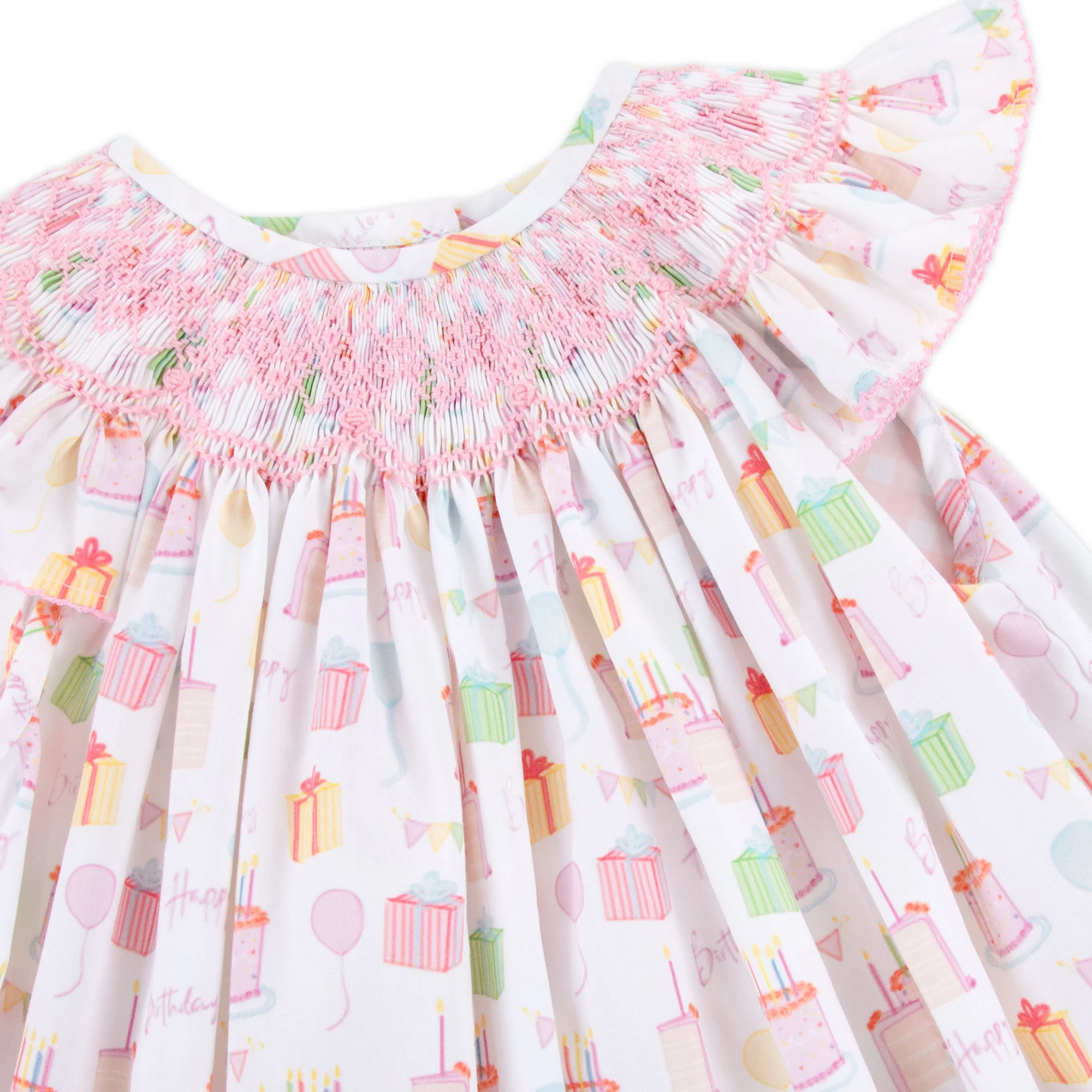 Birthday Party Smocked Angel Sleeve Dress - Image 6