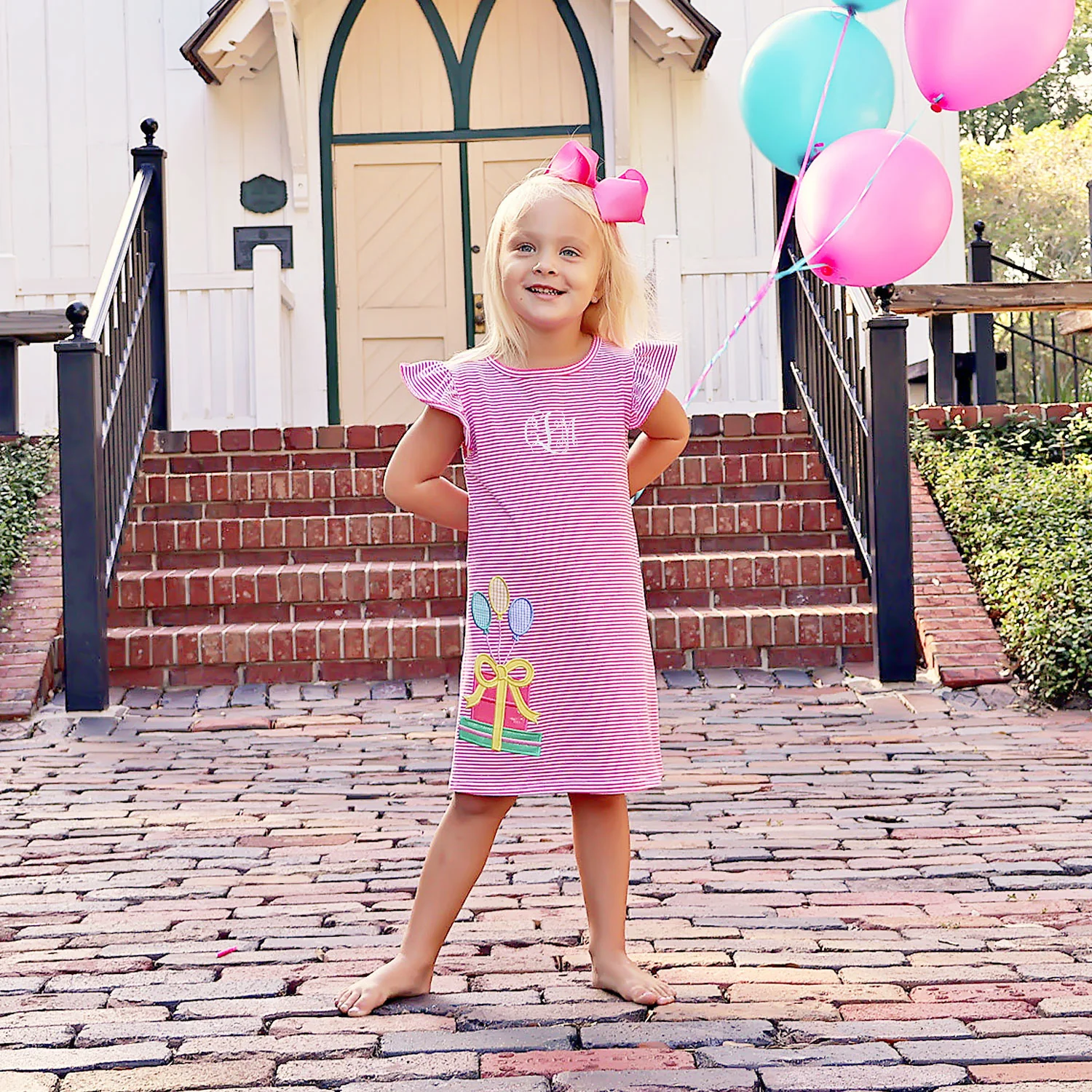 Birthday Present Pink Stripe Milly Dress - Image 3