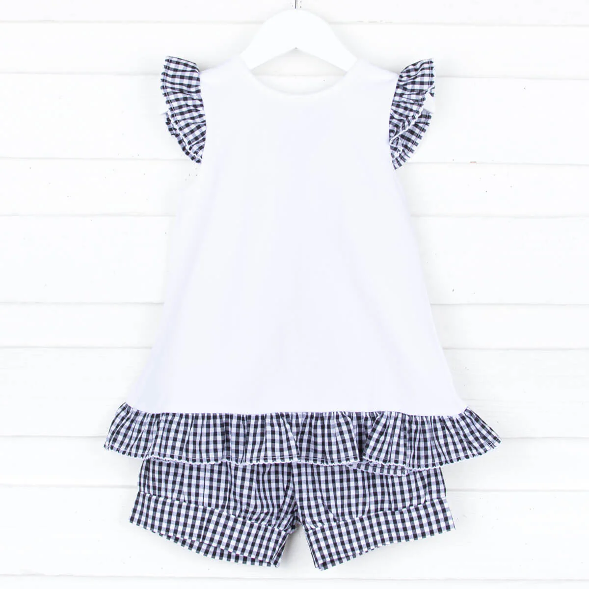 Black Gingham Tie Back Short Set - Image 3