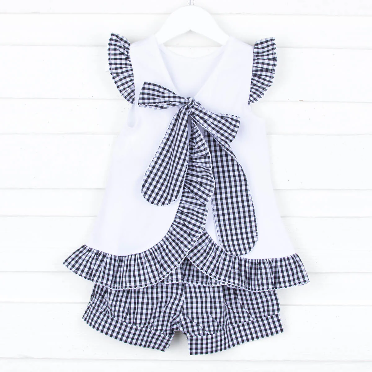 Black Gingham Tie Back Short Set - Image 4
