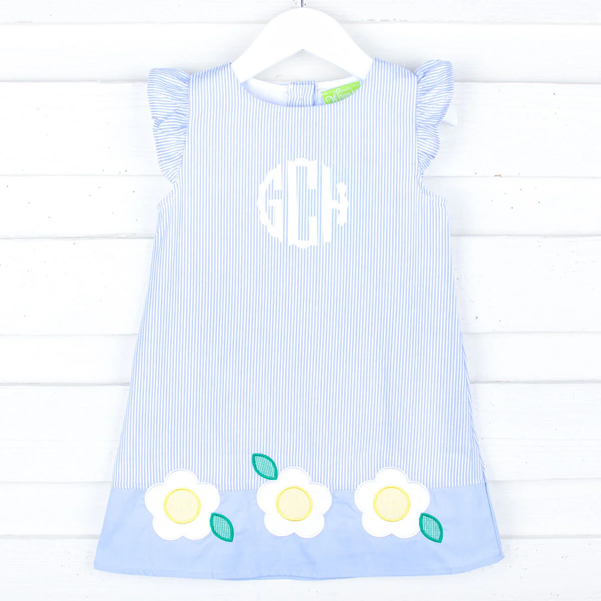 Daisy Appliqué Blue Stripe Emery Dress - Image 2