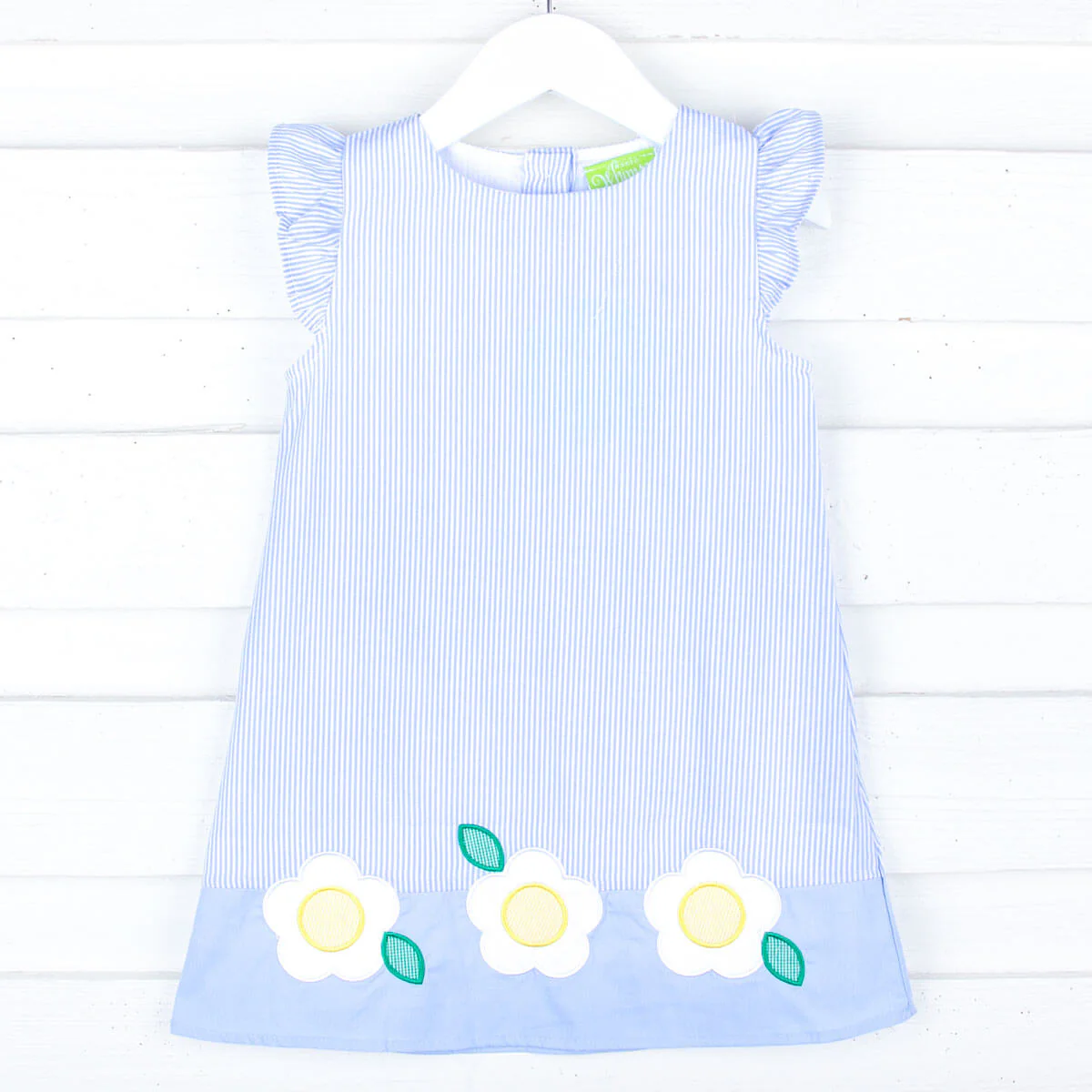 Daisy Appliqué Blue Stripe Emery Dress - Image 3