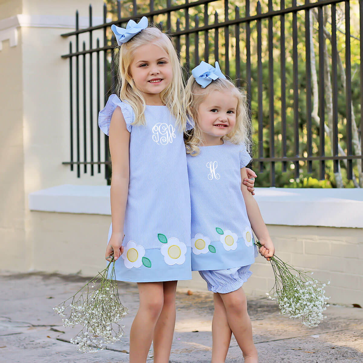 Daisy Appliqué Blue Stripe Emery Dress - Image 5