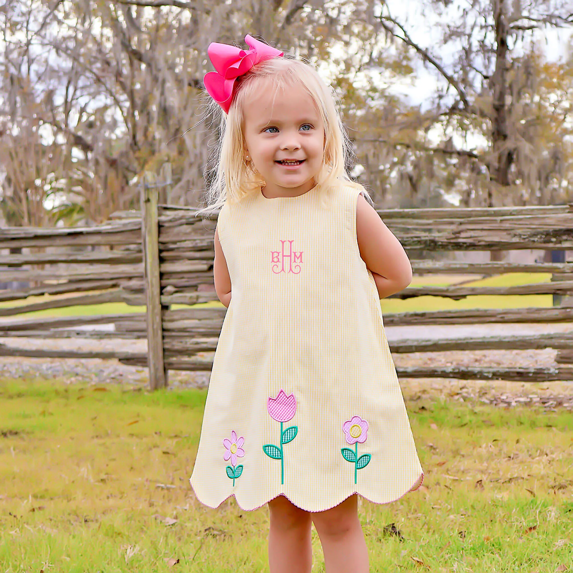 Blooming Flowers Yellow Gingham Cleo Dress - Image 2