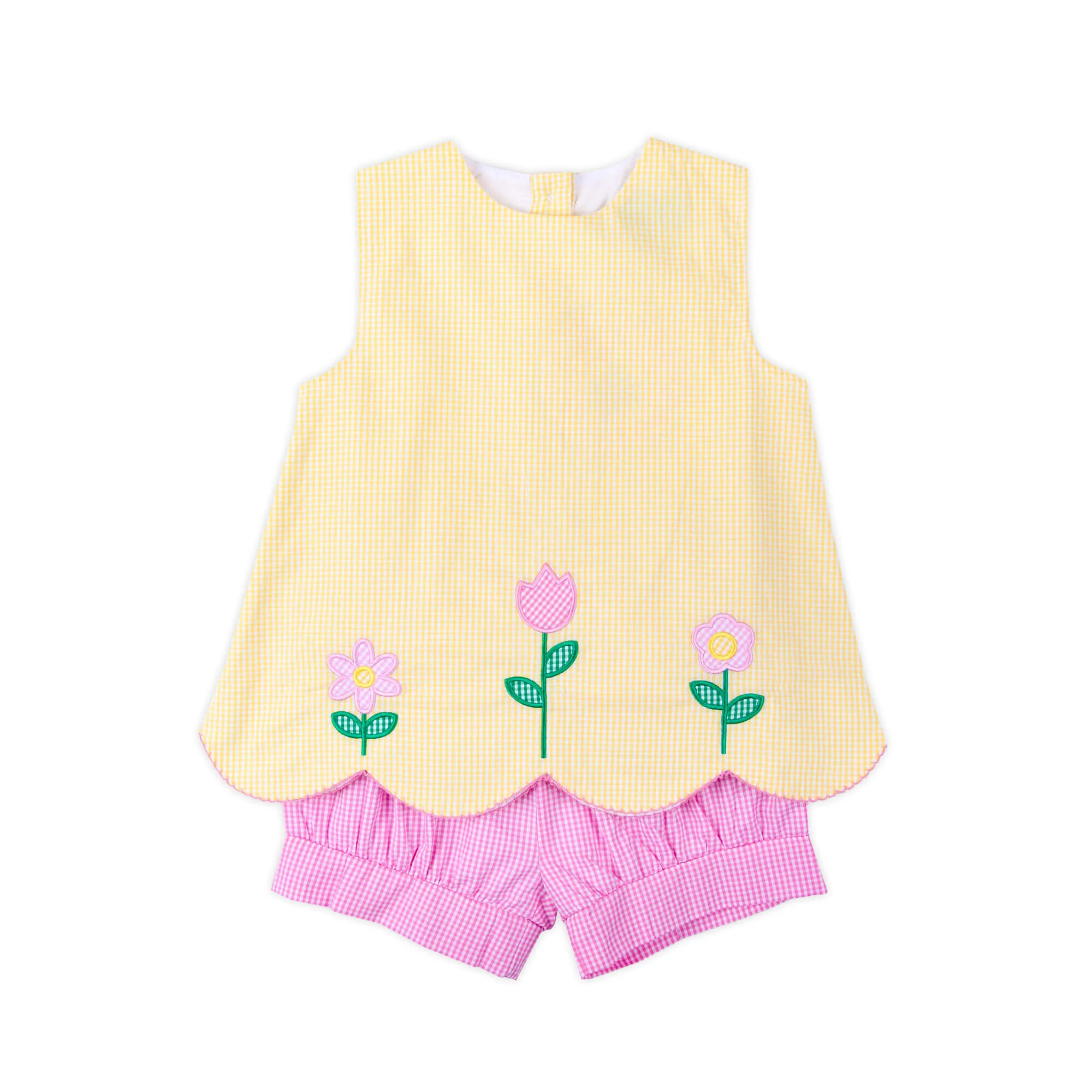 Blooming Flowers Yellow Gingham Cleo Short Set - Image 4