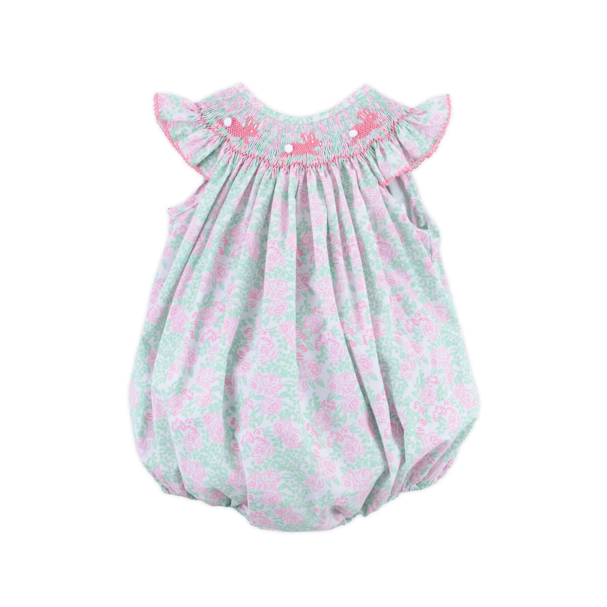 Blooming Garden Bunny Smocked Pink Bubble - Image 3