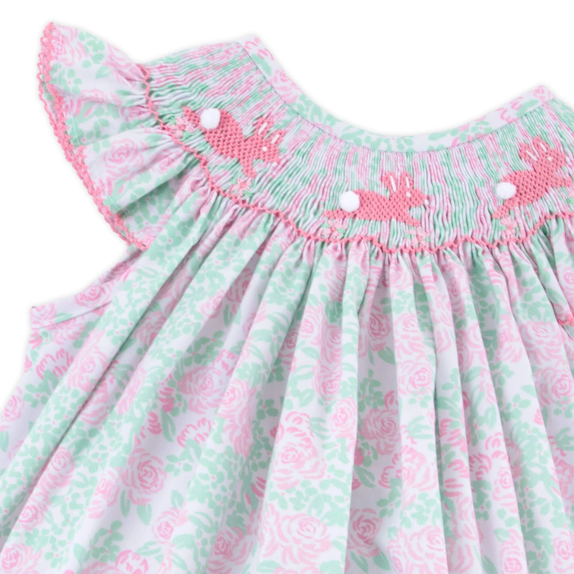 Blooming Garden Bunny Smocked Pink Bubble - Image 4