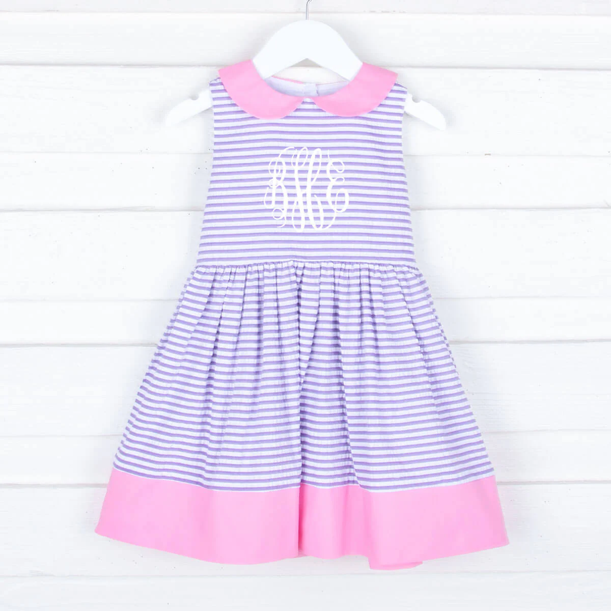 Purple Stripe Collared Tie-Back Dress - Image 3