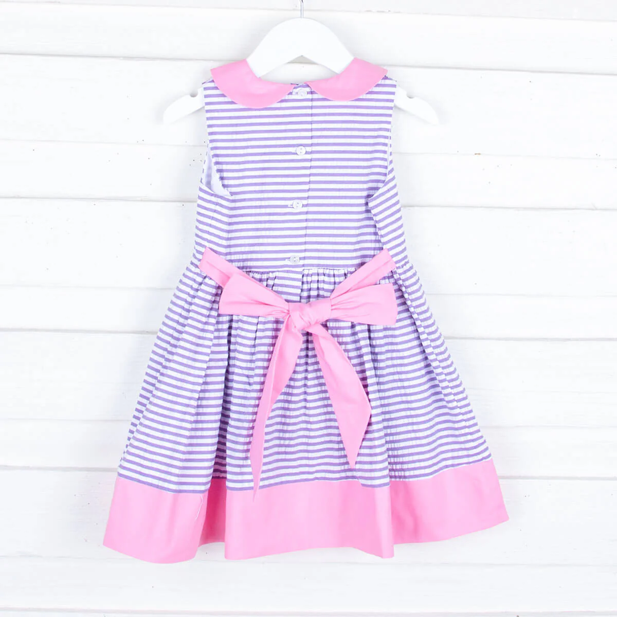 Purple Stripe Collared Tie-Back Dress - Image 4