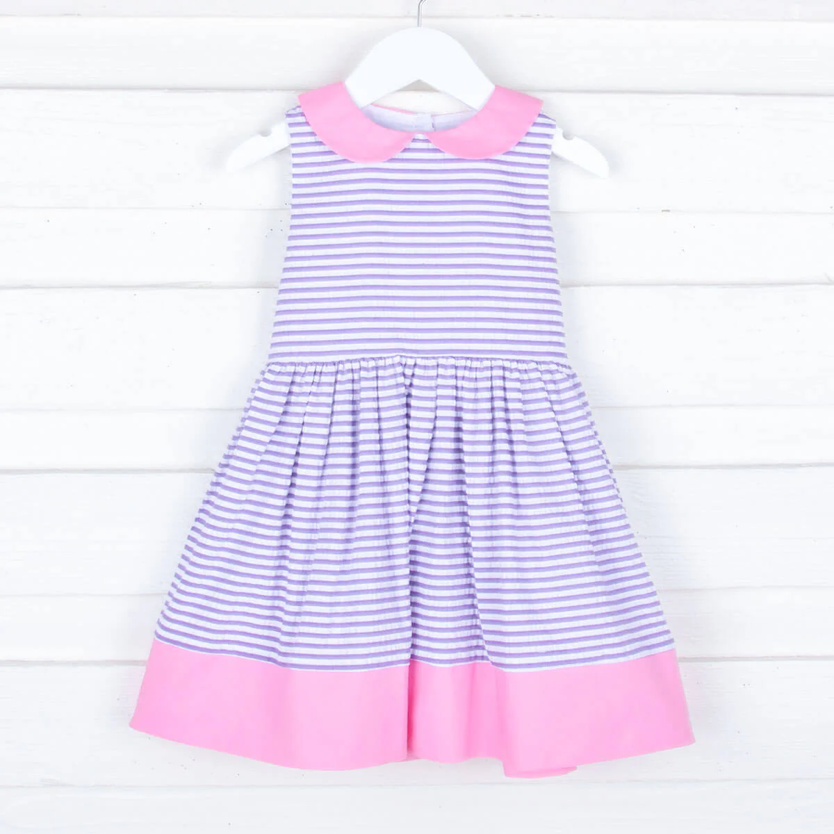Purple Stripe Collared Tie-Back Dress - Image 8