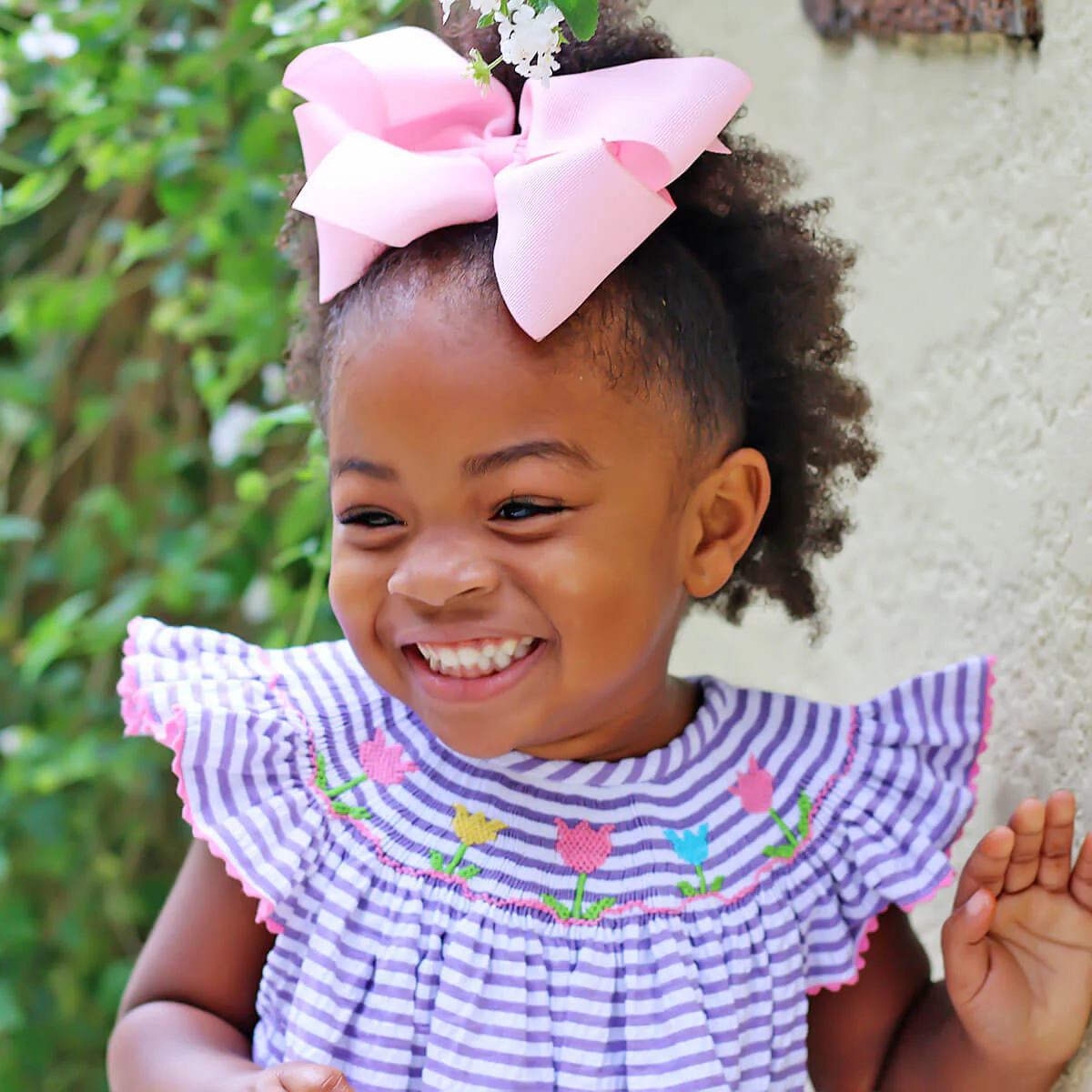 Blooming Tulips Purple Smocked Dress - Image 3