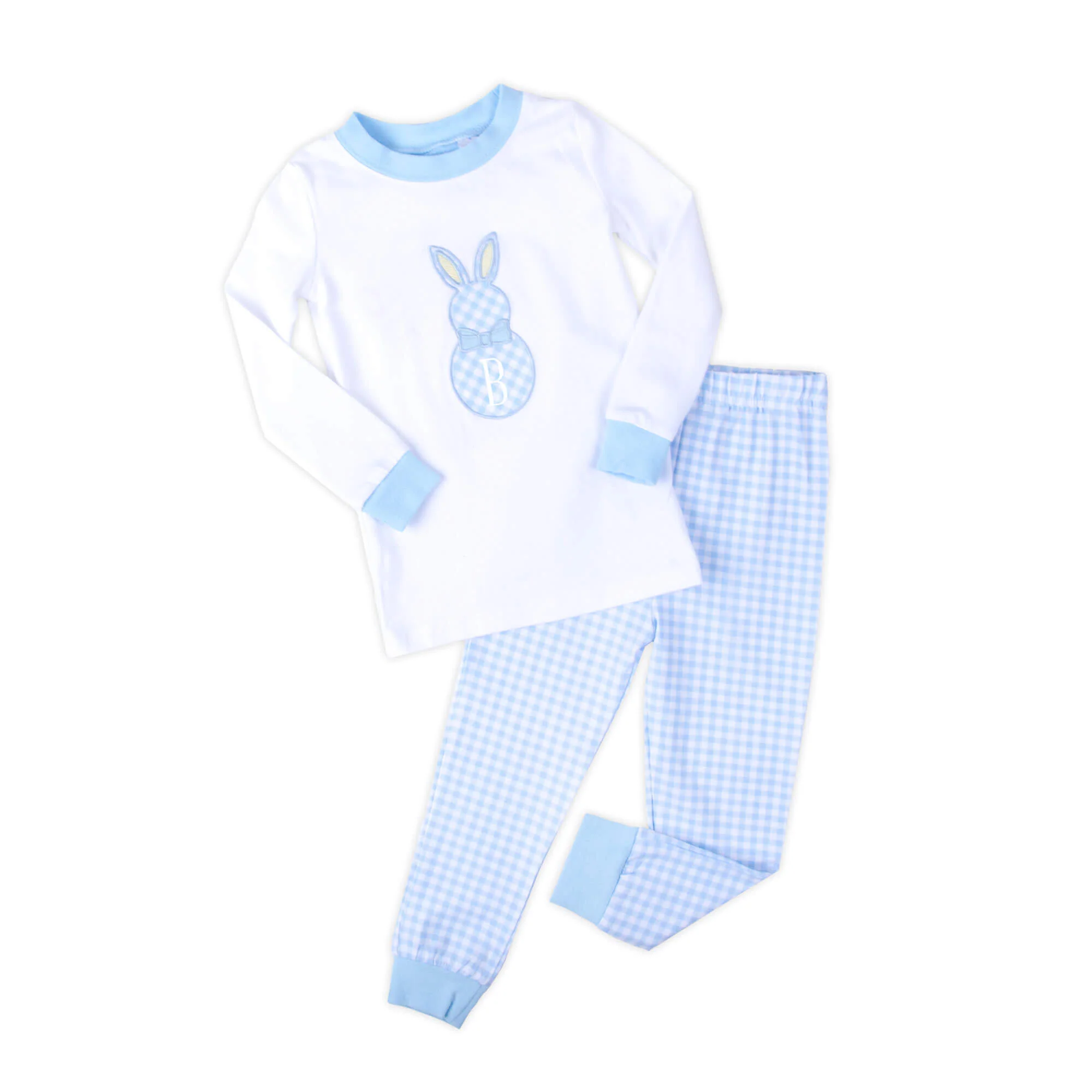 Blue Gingham Bunny Pajamas - Image 2