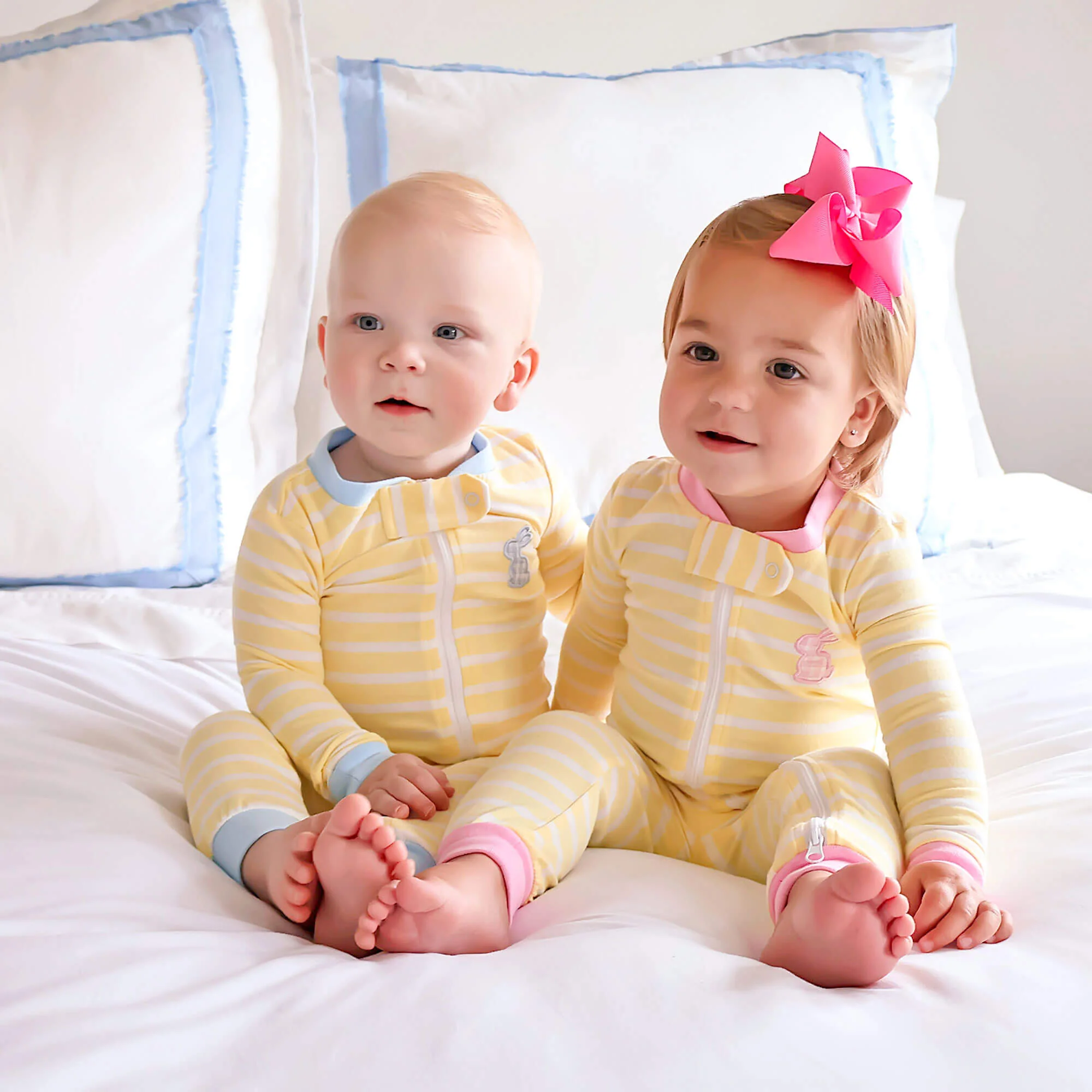 Yellow Stripe Bunny Zip Sleeper Blue - Image 3