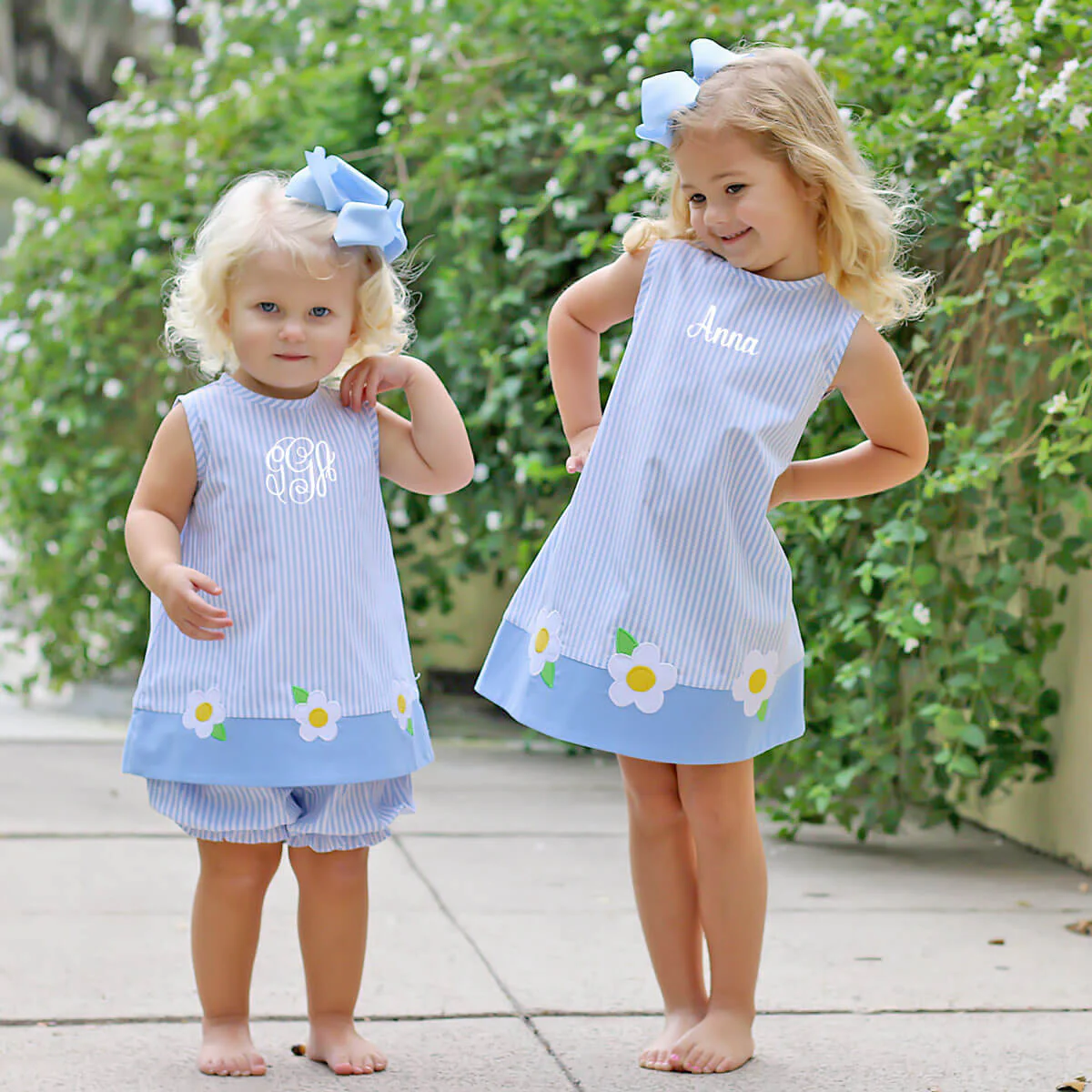 Blue Daisy Stripe Dress - Image 6