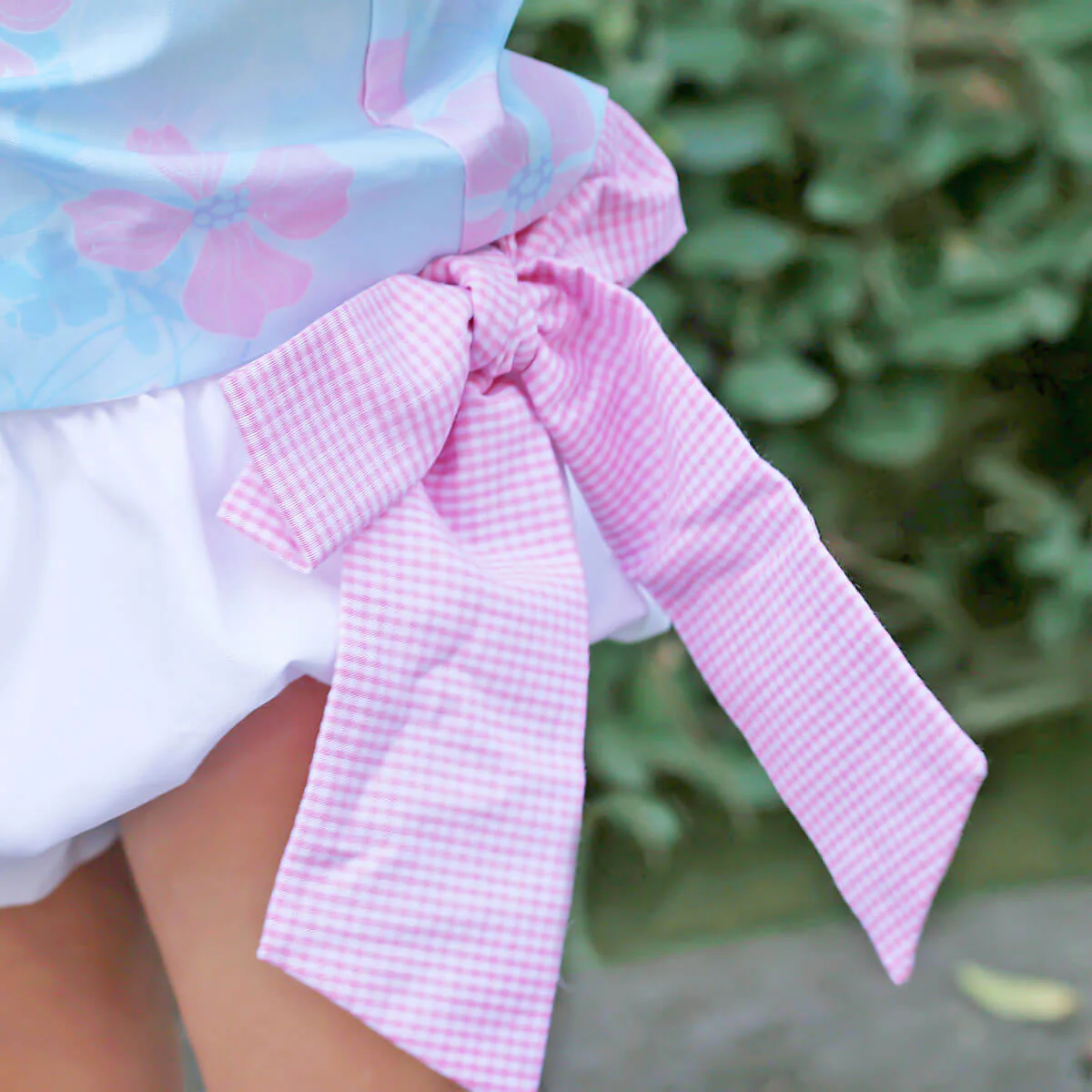 Blue Floral Bunny Smocked Bloomer Set - Image 4