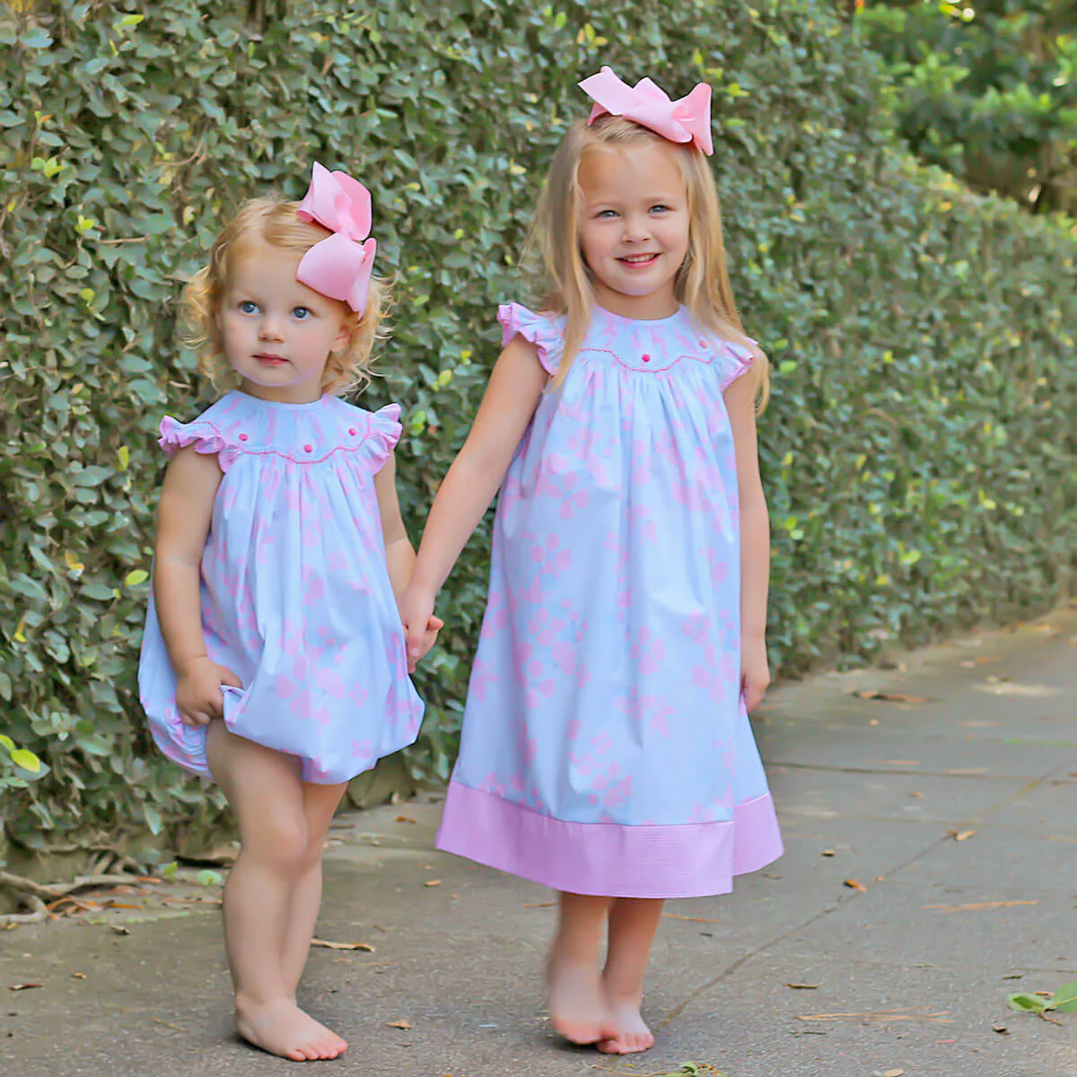 Blue Floral Bunny Smocked Dress - Image 3