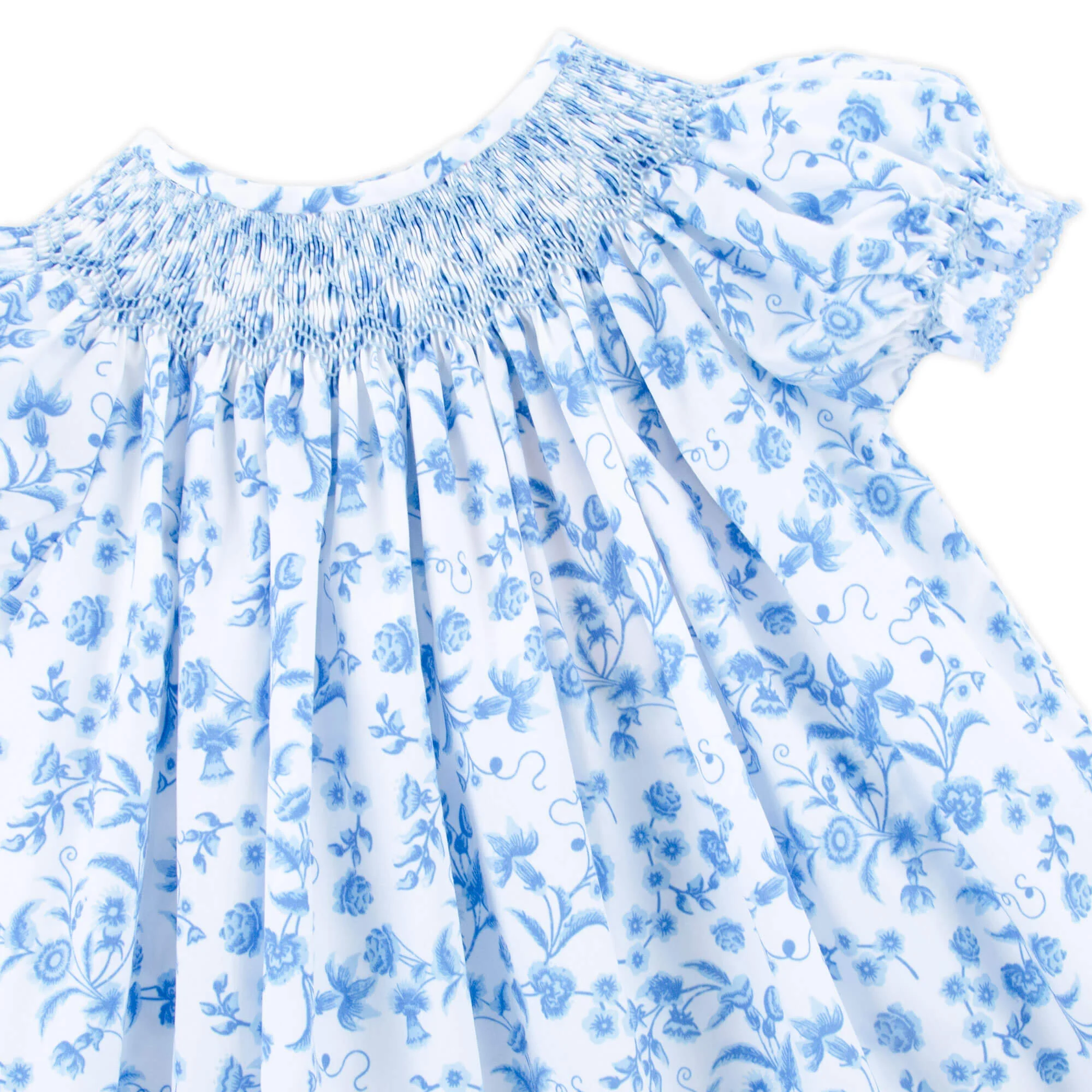 Blue Floral Haven Smocked Bishop Bubble - Image 2