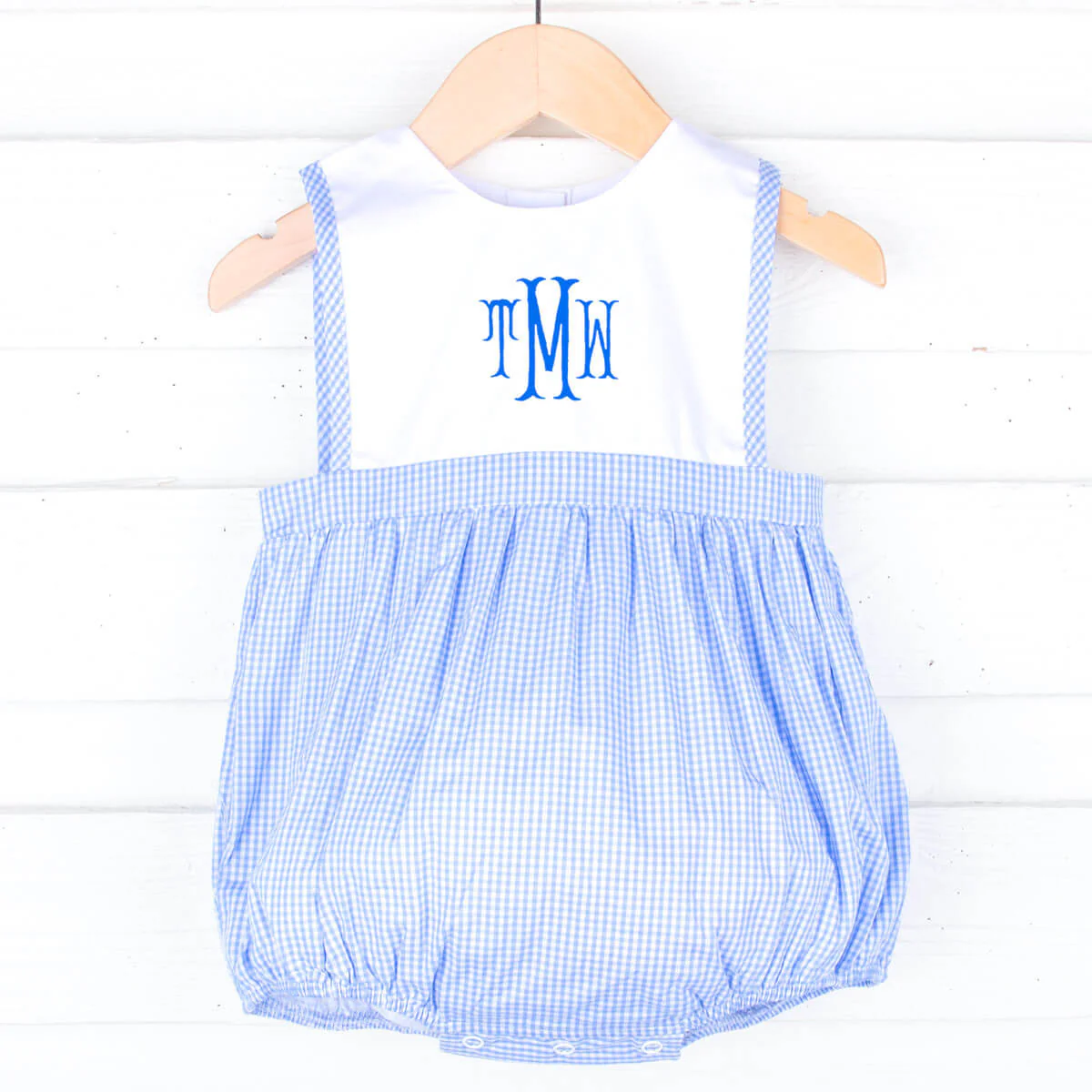 Blue Gingham Boy Bib Bubble - Image 2