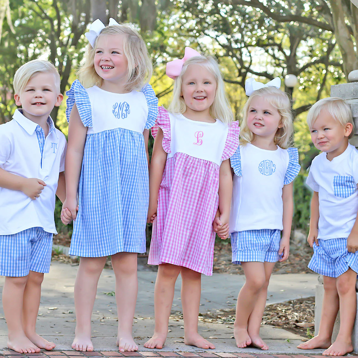 Blue Gingham Ruffle Front Short Set - Image 10