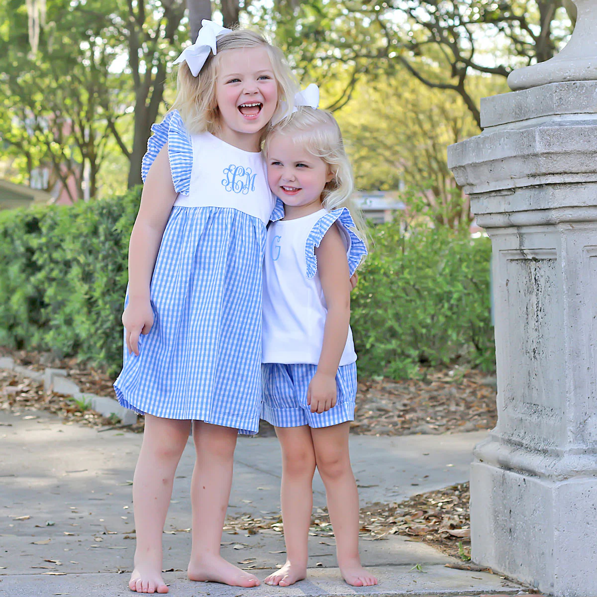 Blue Gingham Ruffle Front Short Set - Image 5