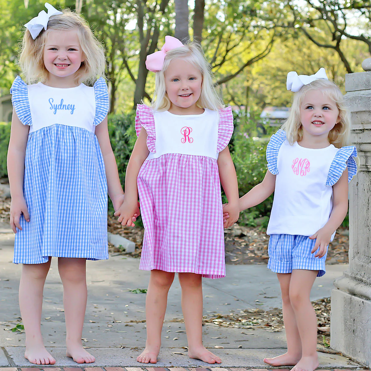 Blue Gingham Ruffle Front Short Set - Image 7