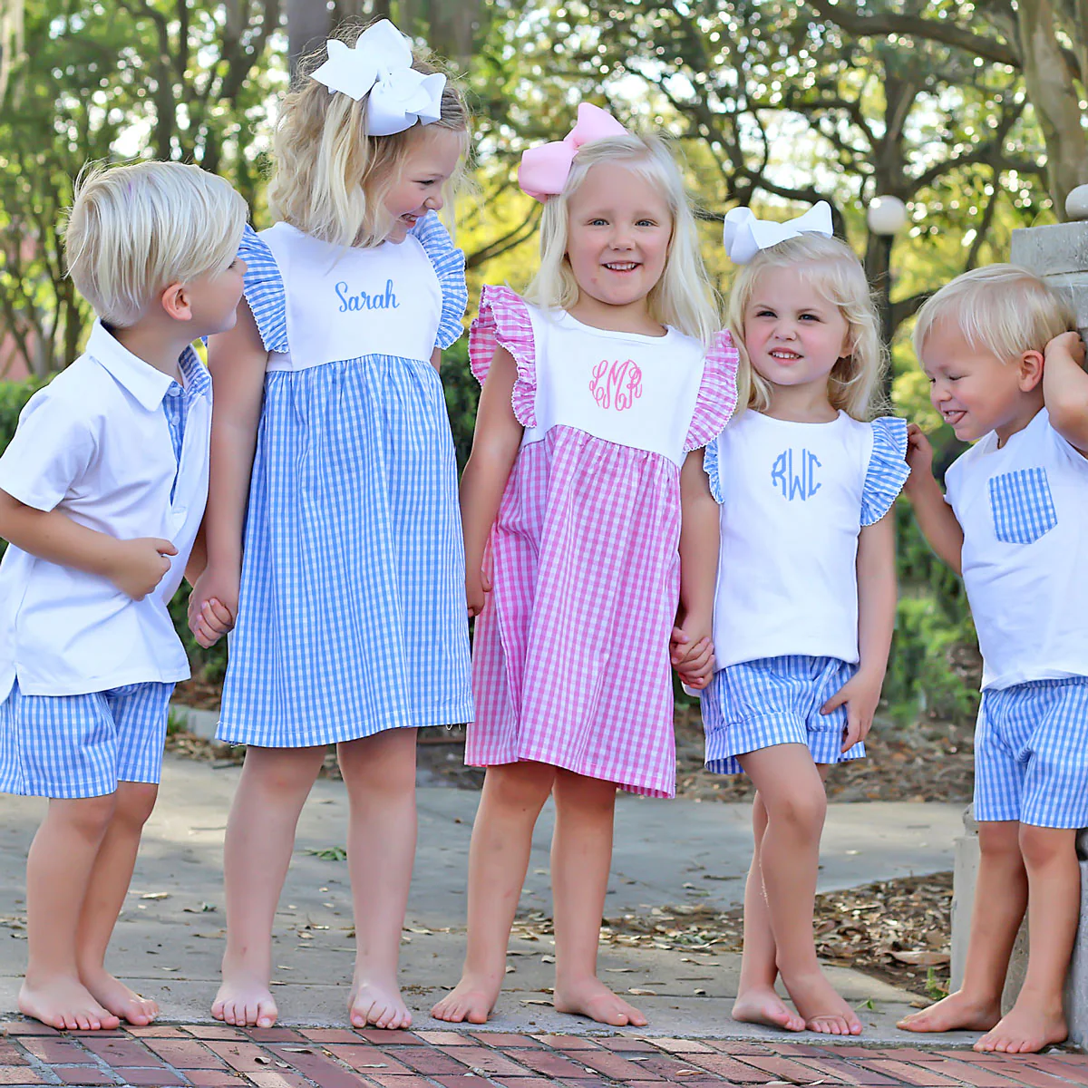 Blue Gingham Ruffle Front Short Set - Image 9
