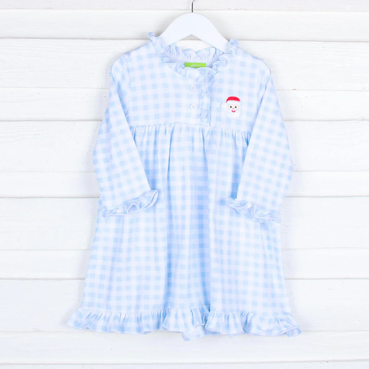 Blue Gingham Santa Play Dress - Image 2