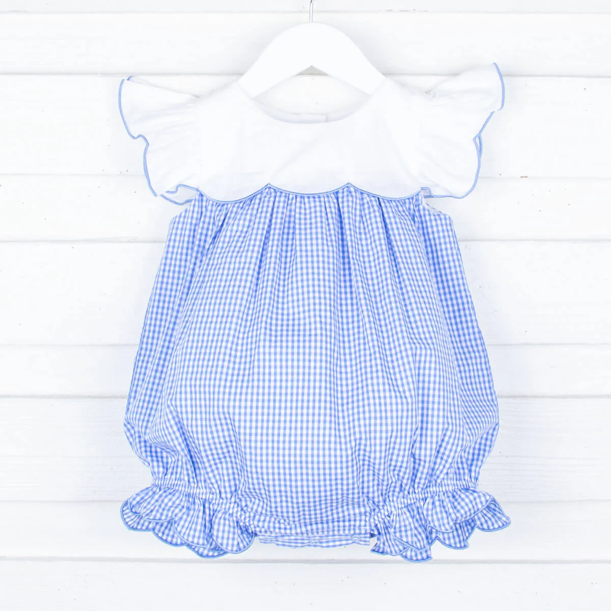 Blue Gingham Scalloped Amelia Bubble - Image 2