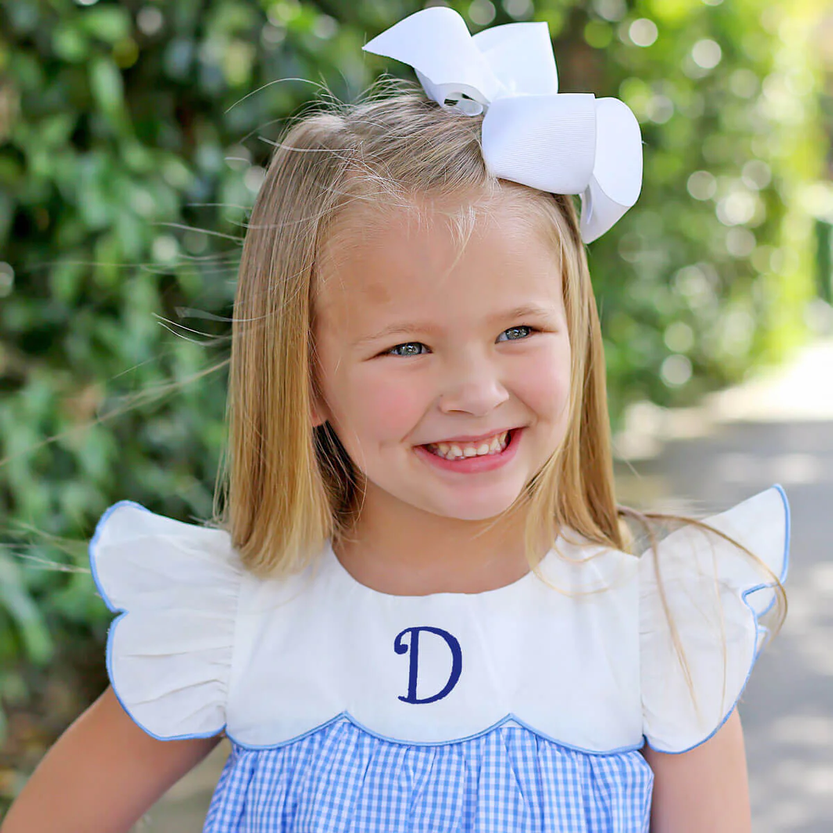 Blue Gingham Scalloped Amelia Dress - Image 2
