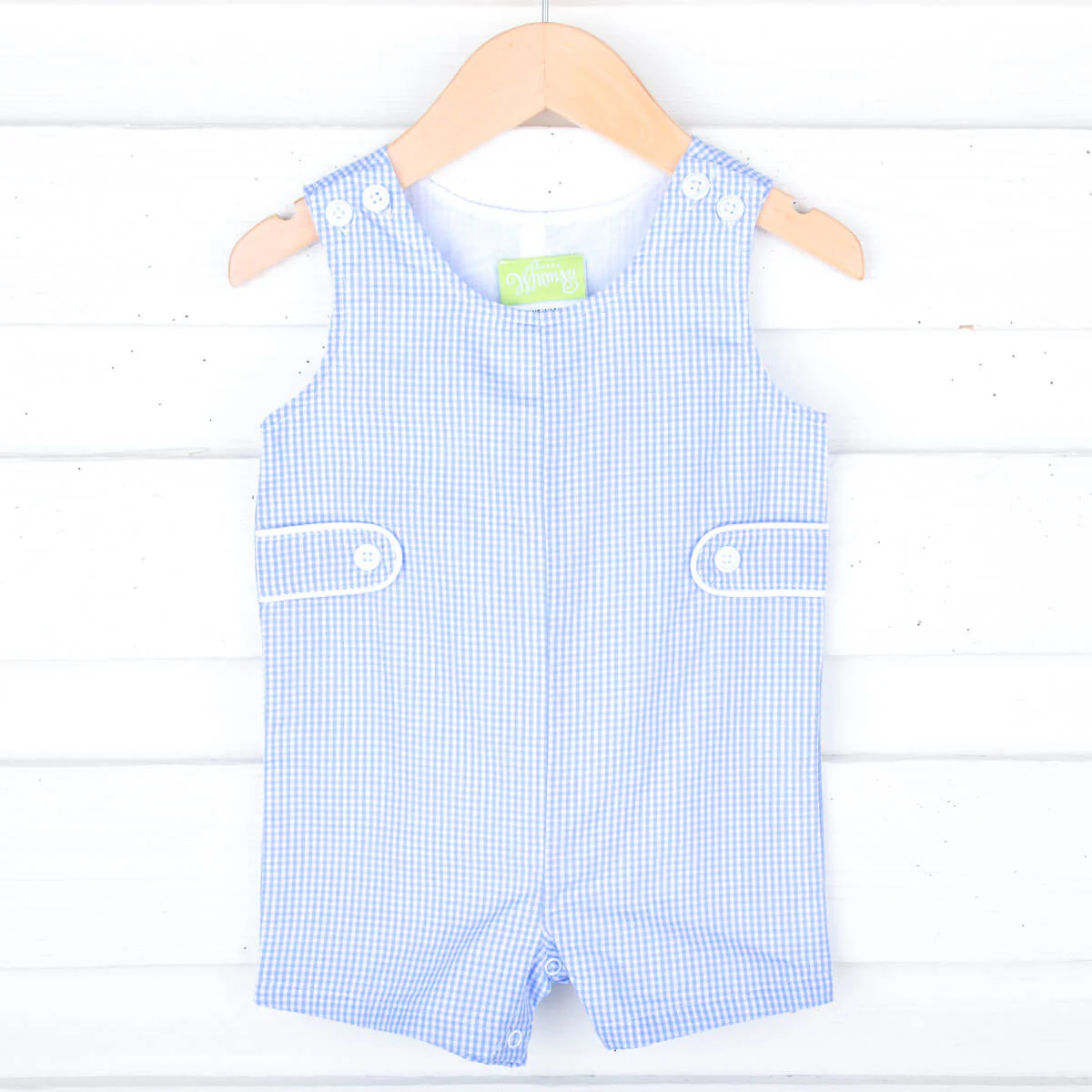 Blue Gingham Jon Jon with Tabs - Image 2