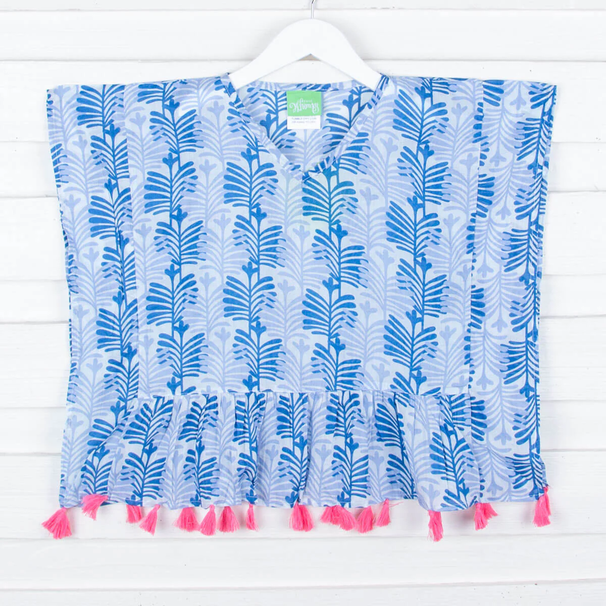 Blue Leaf Print Swim Cover Up - Image 5